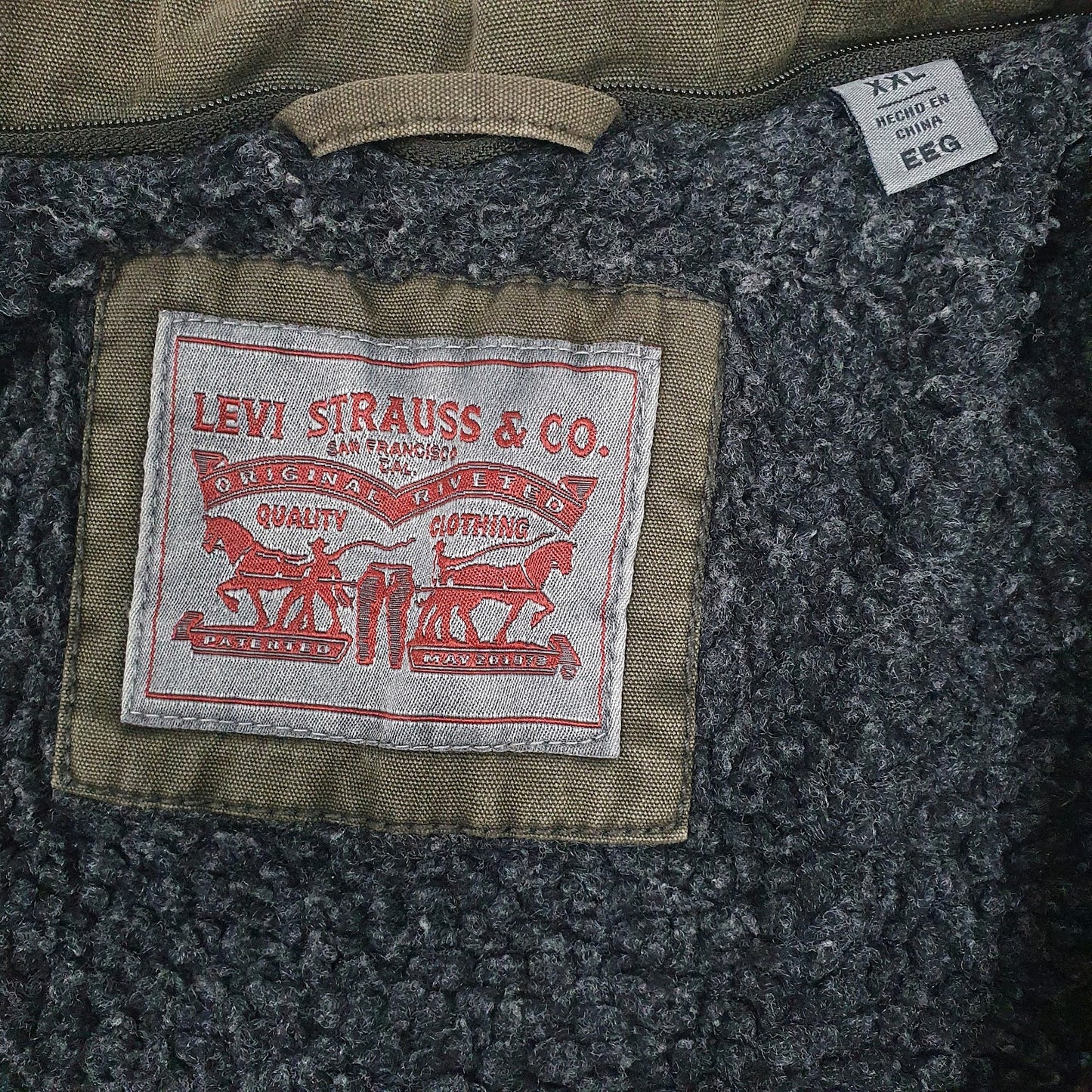 Mens Green Levis Shepa Lined  Coat