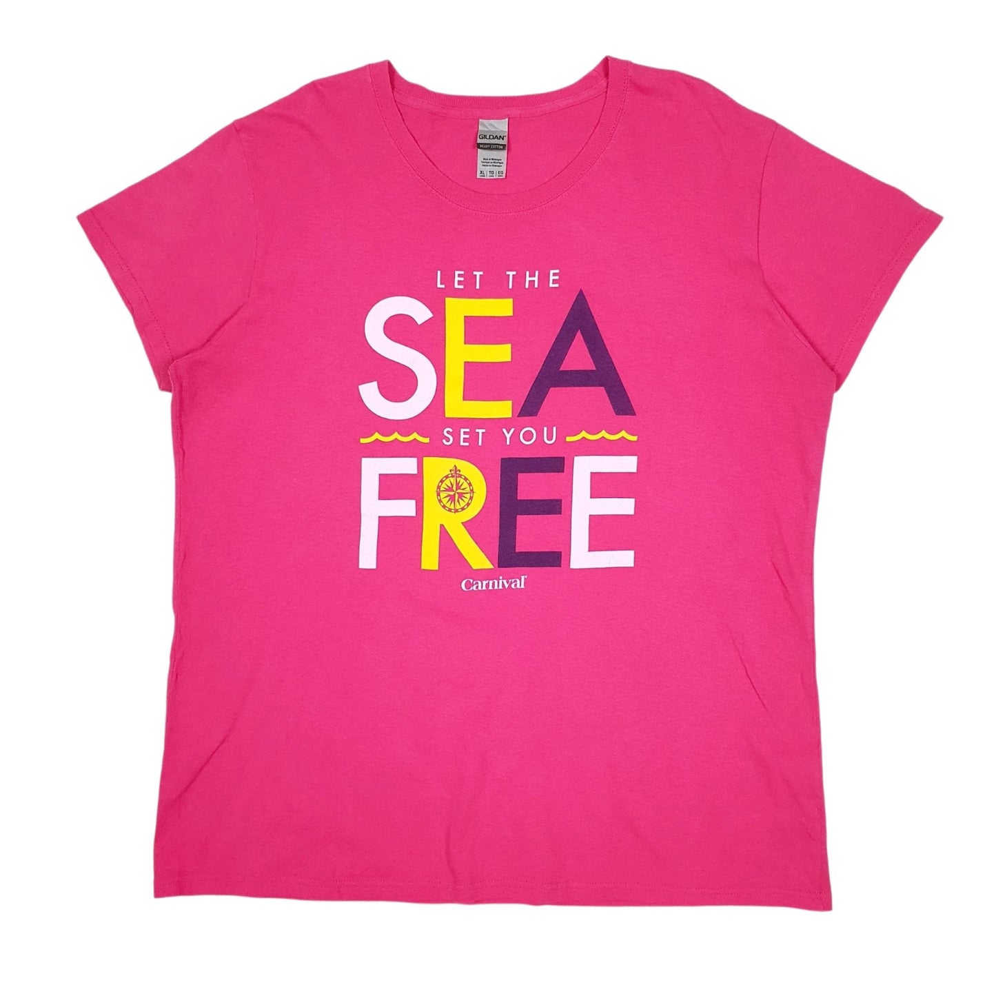 Womens Pink Gildan Sea Free Carnival Short Sleeve T Shirt