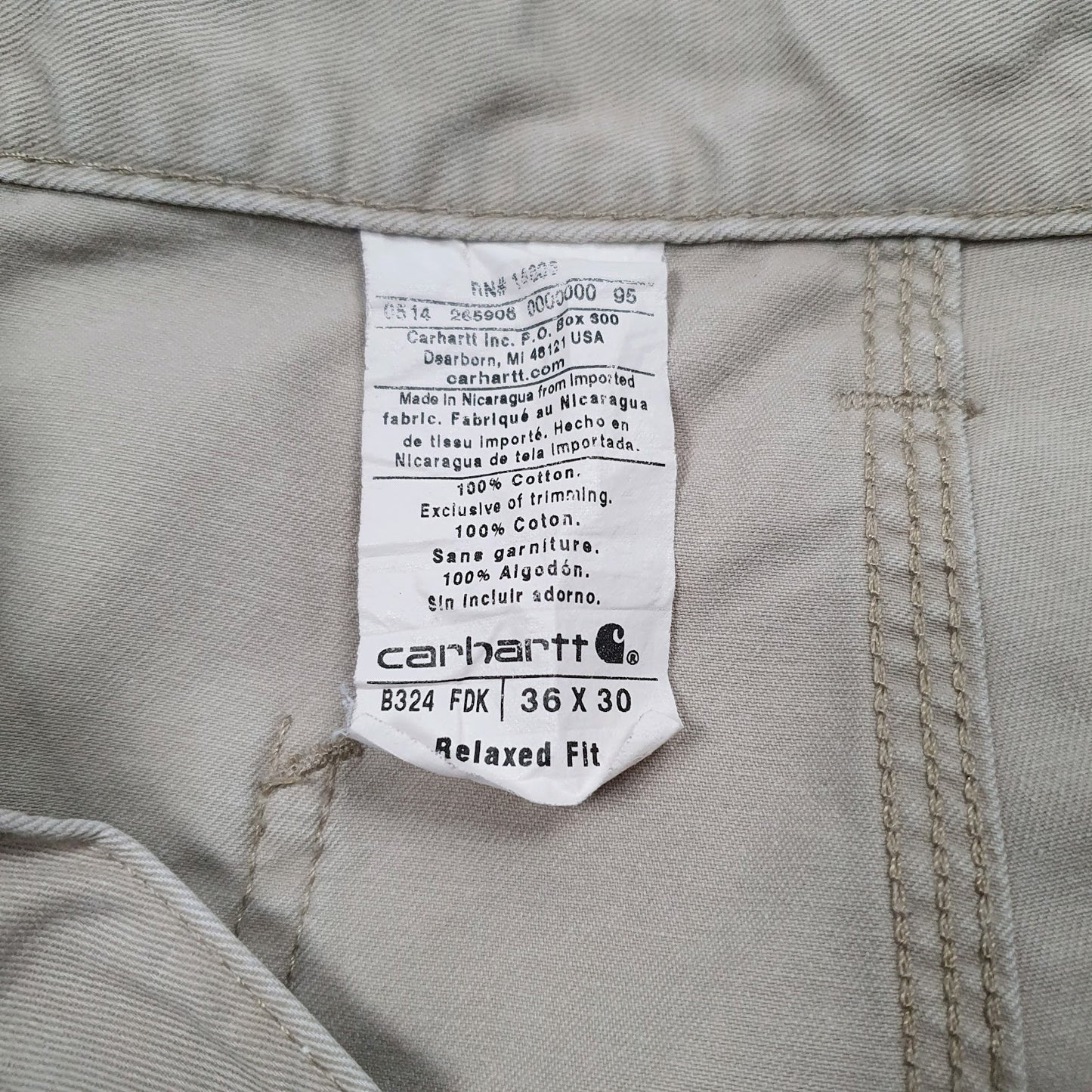 Mens Beige Carhartt Workwear B324 FDK  Trousers