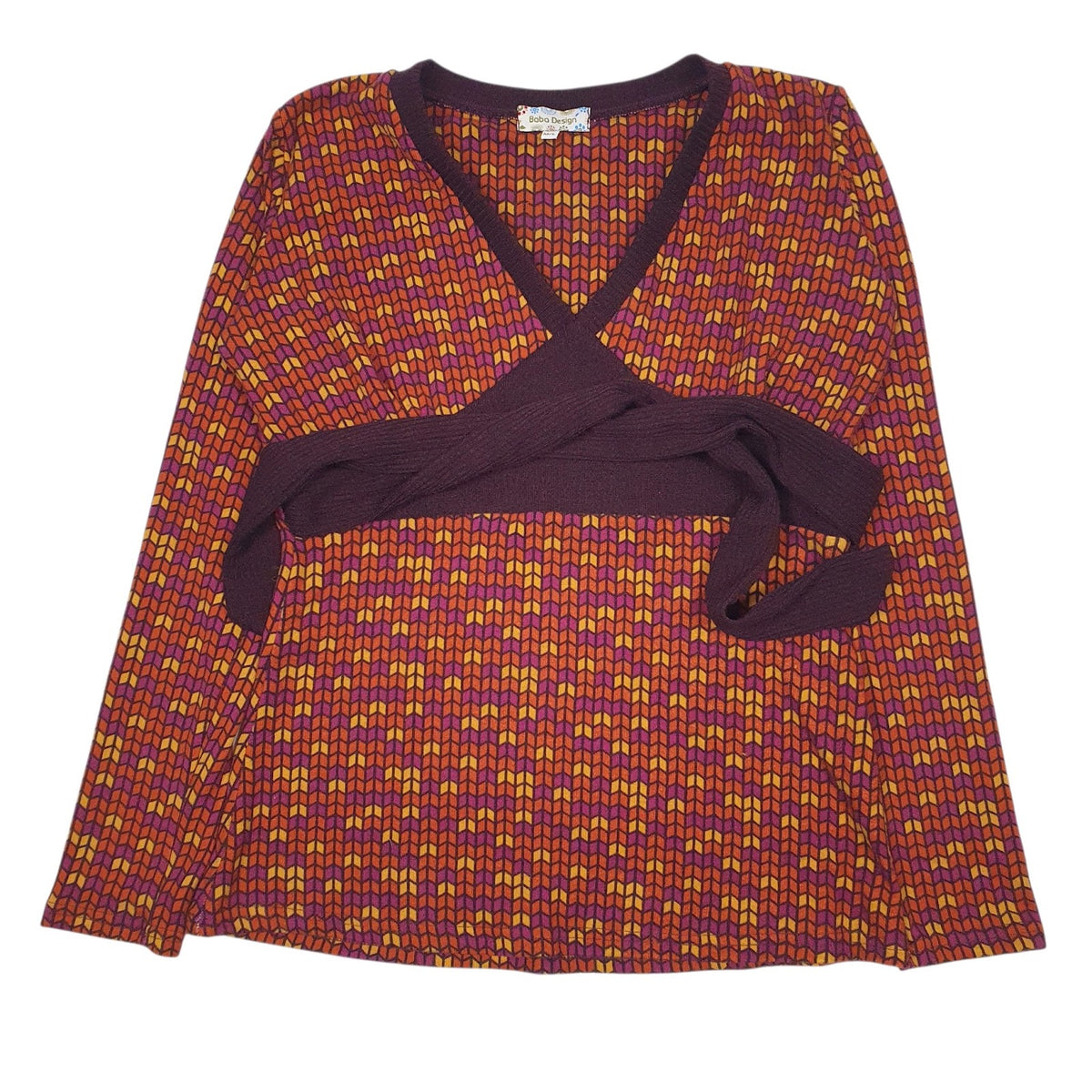 Womens Orange Baba Design  V Neck Jumper