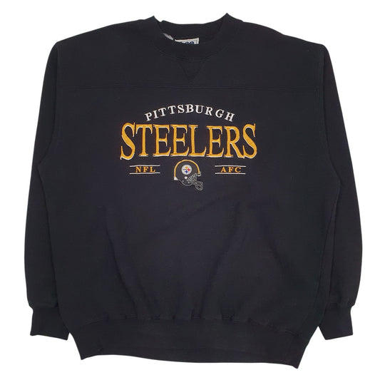 Mens Black Lee Vintage NFL Pittsburgh Steelers Crewneck Jumper