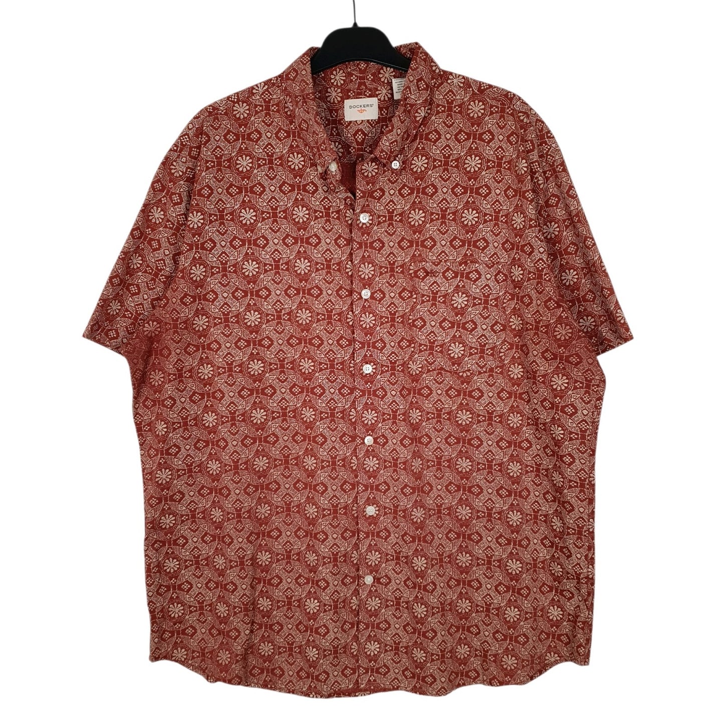Mens Brown Dockers Paisley Pattern Short Sleeve Shirt