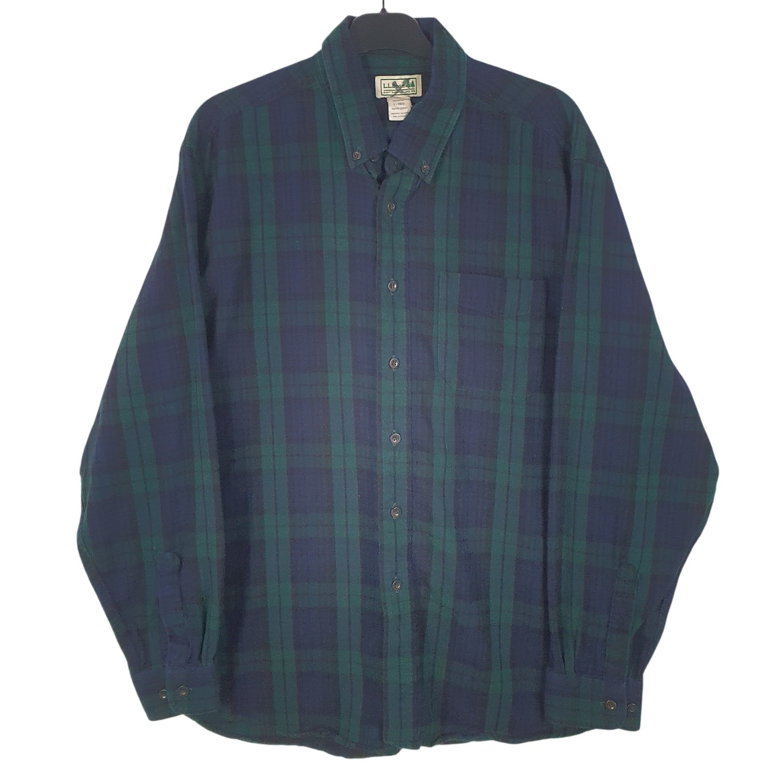 Mens Navy L.L.Bean Flannel Long Sleeve Shirt