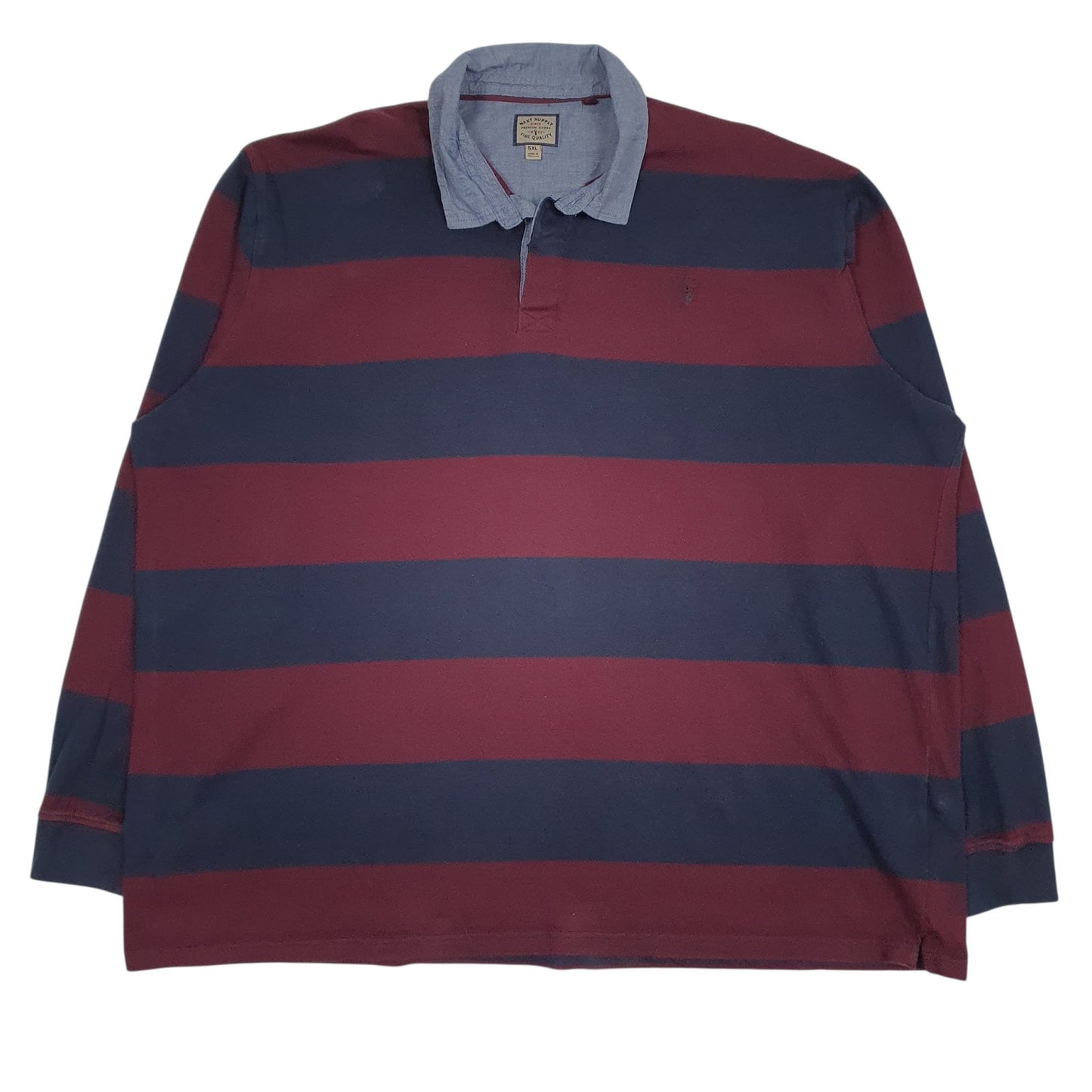 Mens Burgundy Next Rugby Long Sleeve Polo Shirt