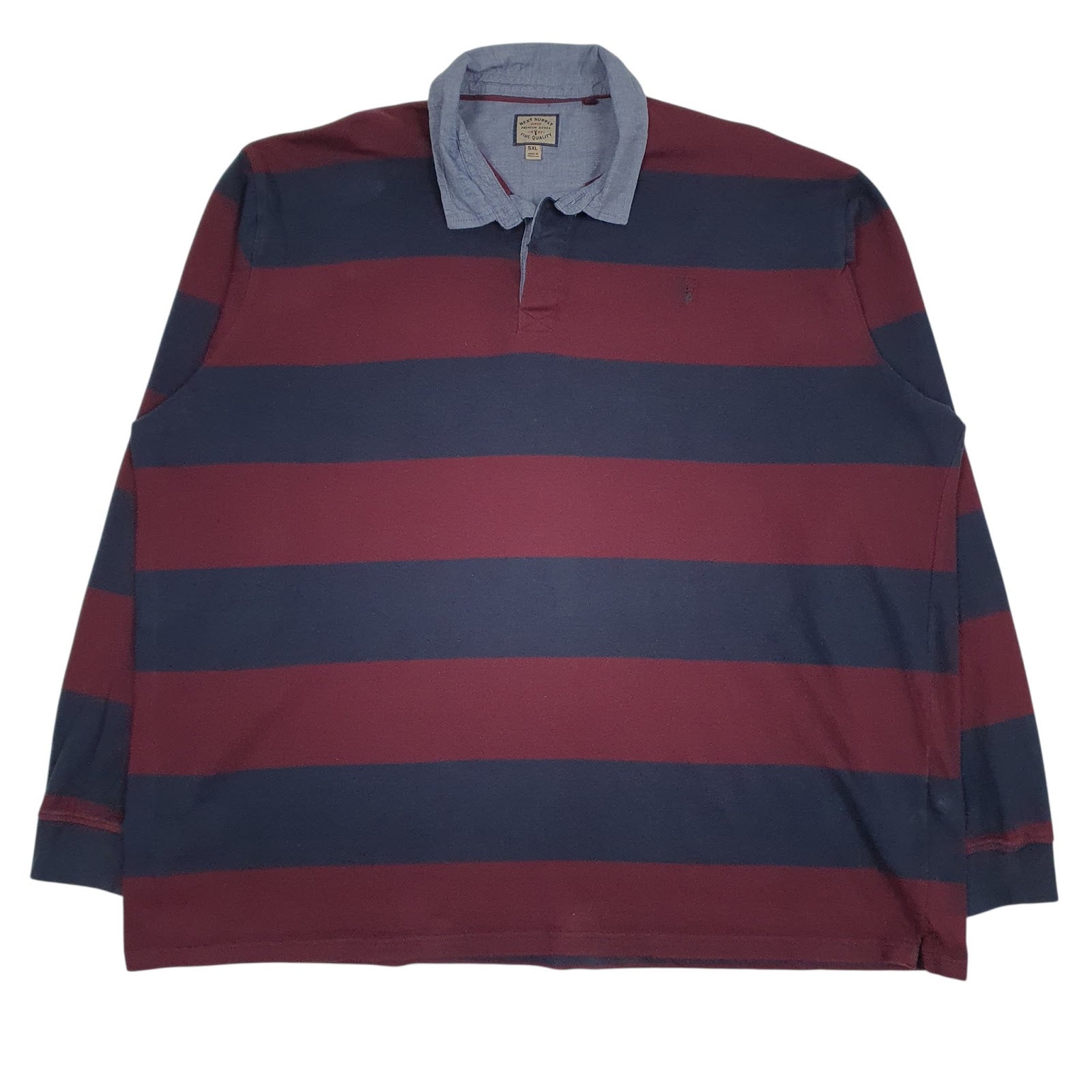Mens Burgundy Next Rugby Long Sleeve Polo Shirt