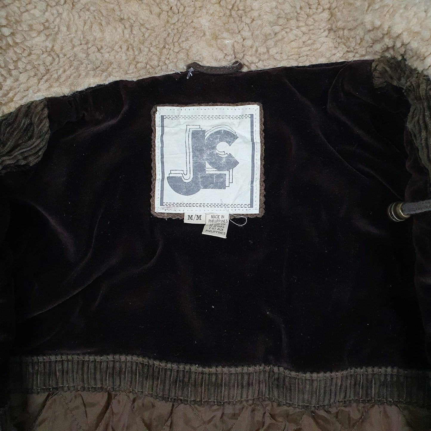 Mens Brown JC Sherpa Lined Patchwork  Coat