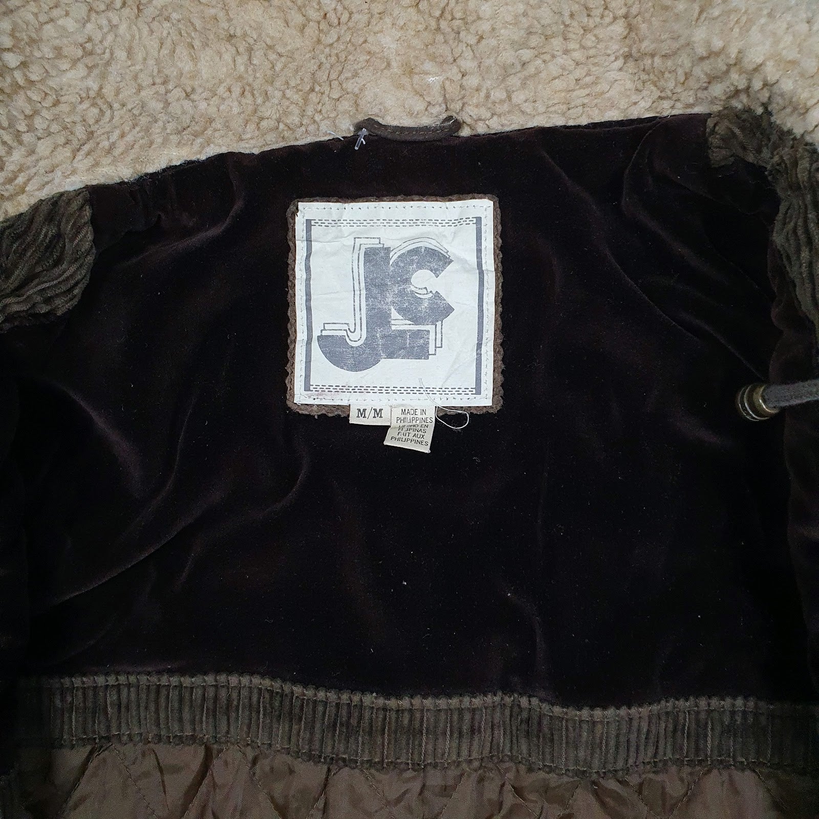 Mens Brown JC Sherpa Lined Patchwork  Coat