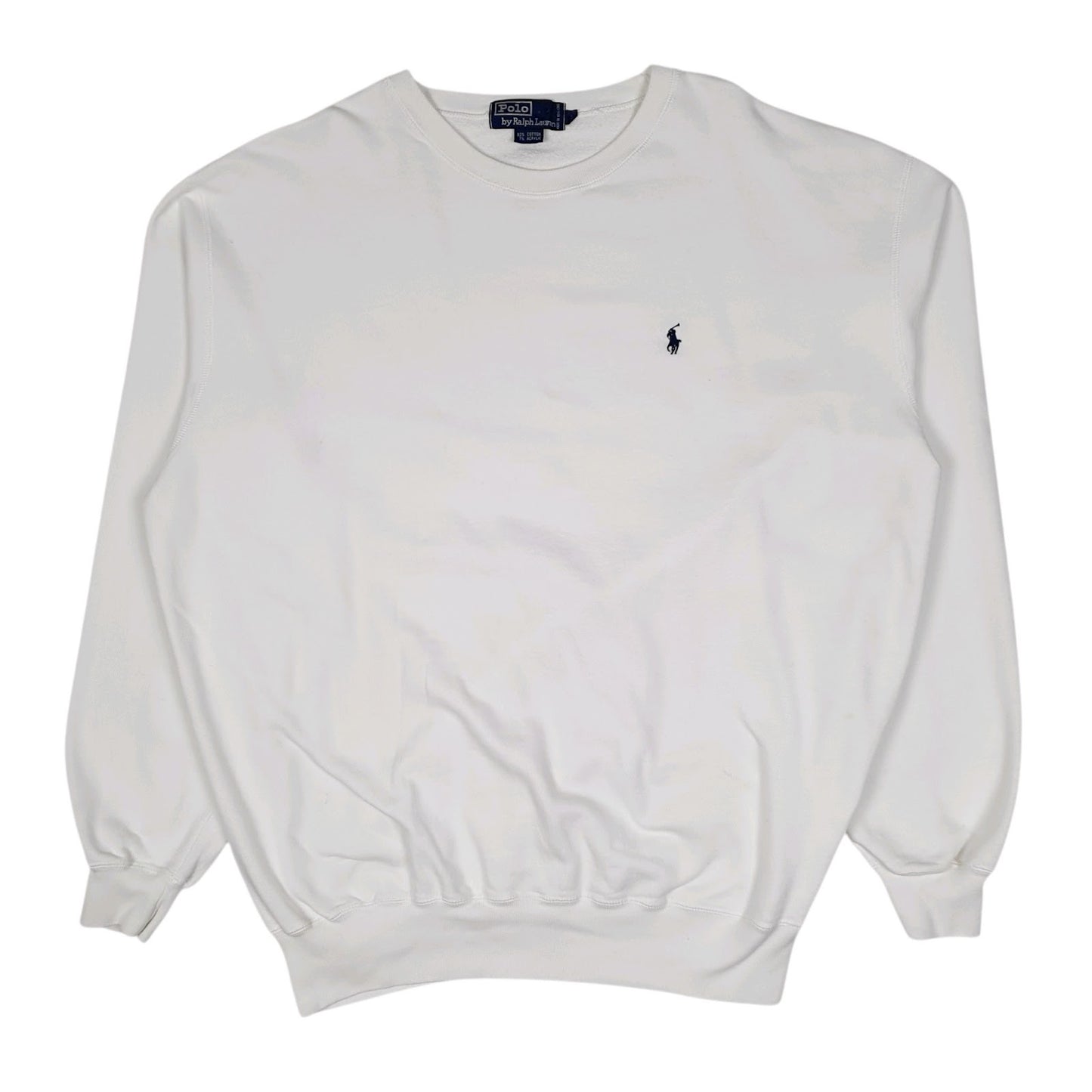 Mens White Polo Ralph Lauren Vintage 90s Crewneck Jumper