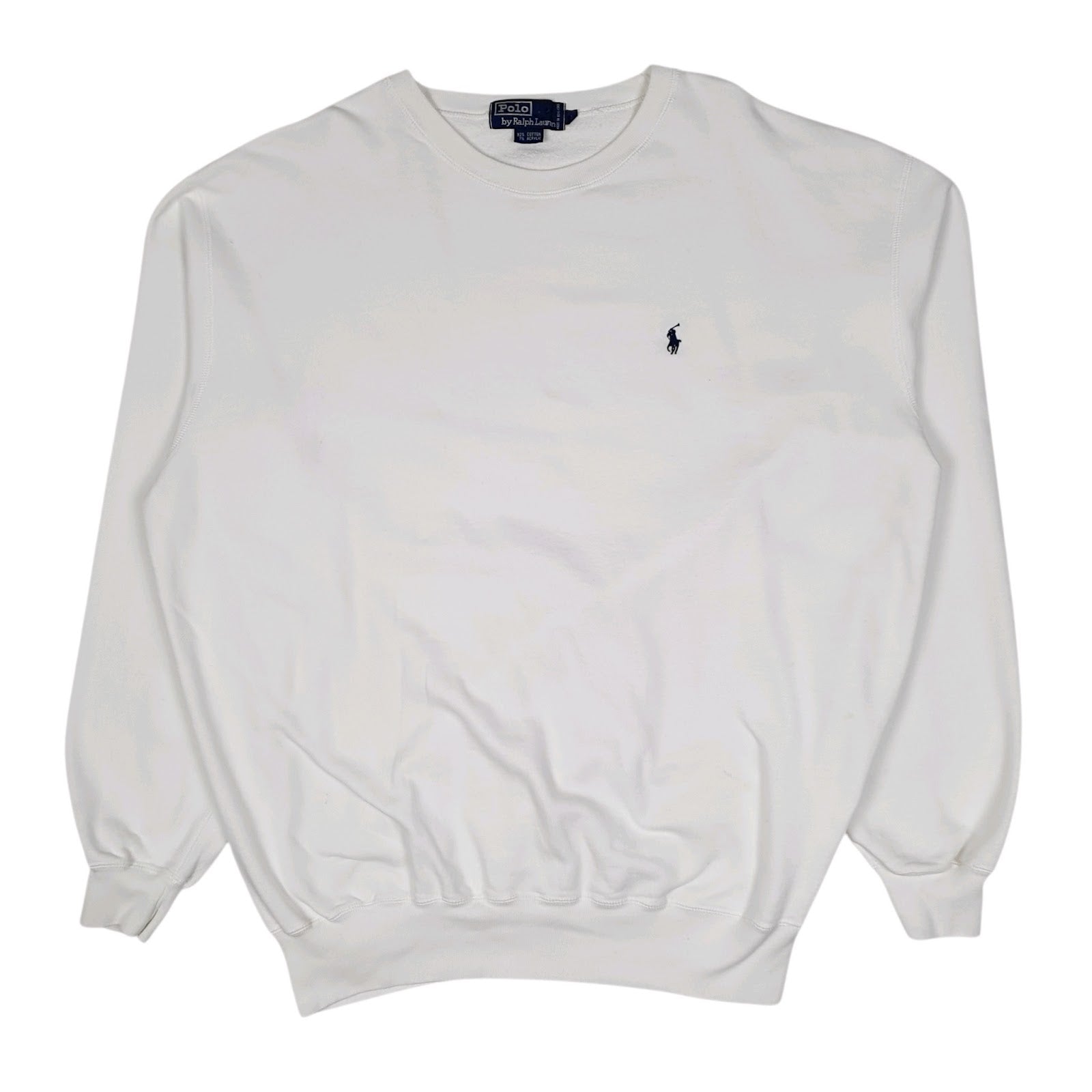 Mens White Polo Ralph Lauren Vintage 90s Crewneck Jumper