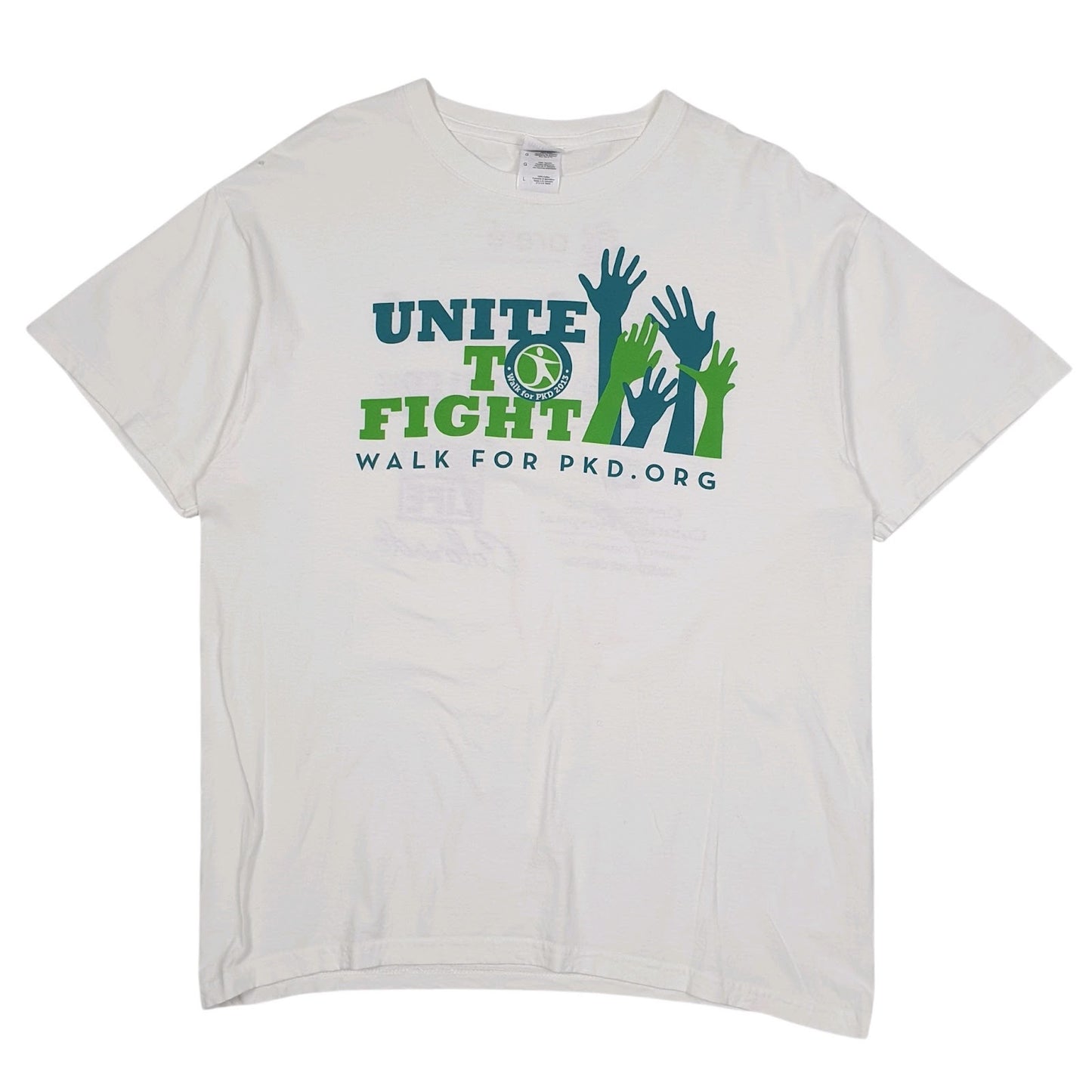 Mens White Fruit Of The Loom Unite To Fight PKD Short Sleeve T Shirt