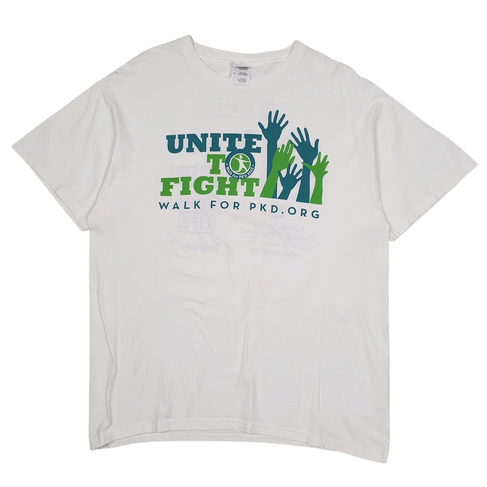 Mens White Fruit Of The Loom Unite To Fight PKD Short Sleeve T Shirt