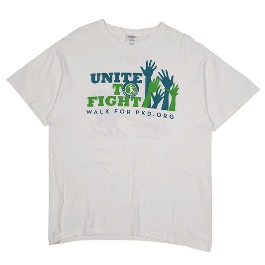 Mens White Fruit Of The Loom Unite To Fight PKD Short Sleeve T Shirt