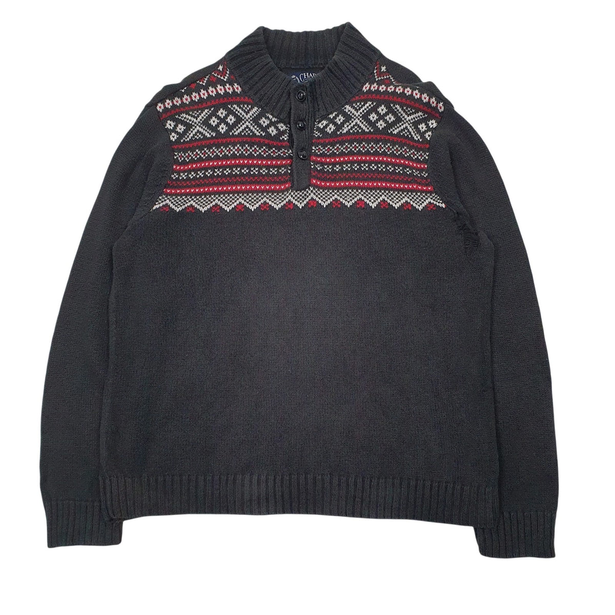 Mens Grey Chaps Knit Quarter Zip Jumper