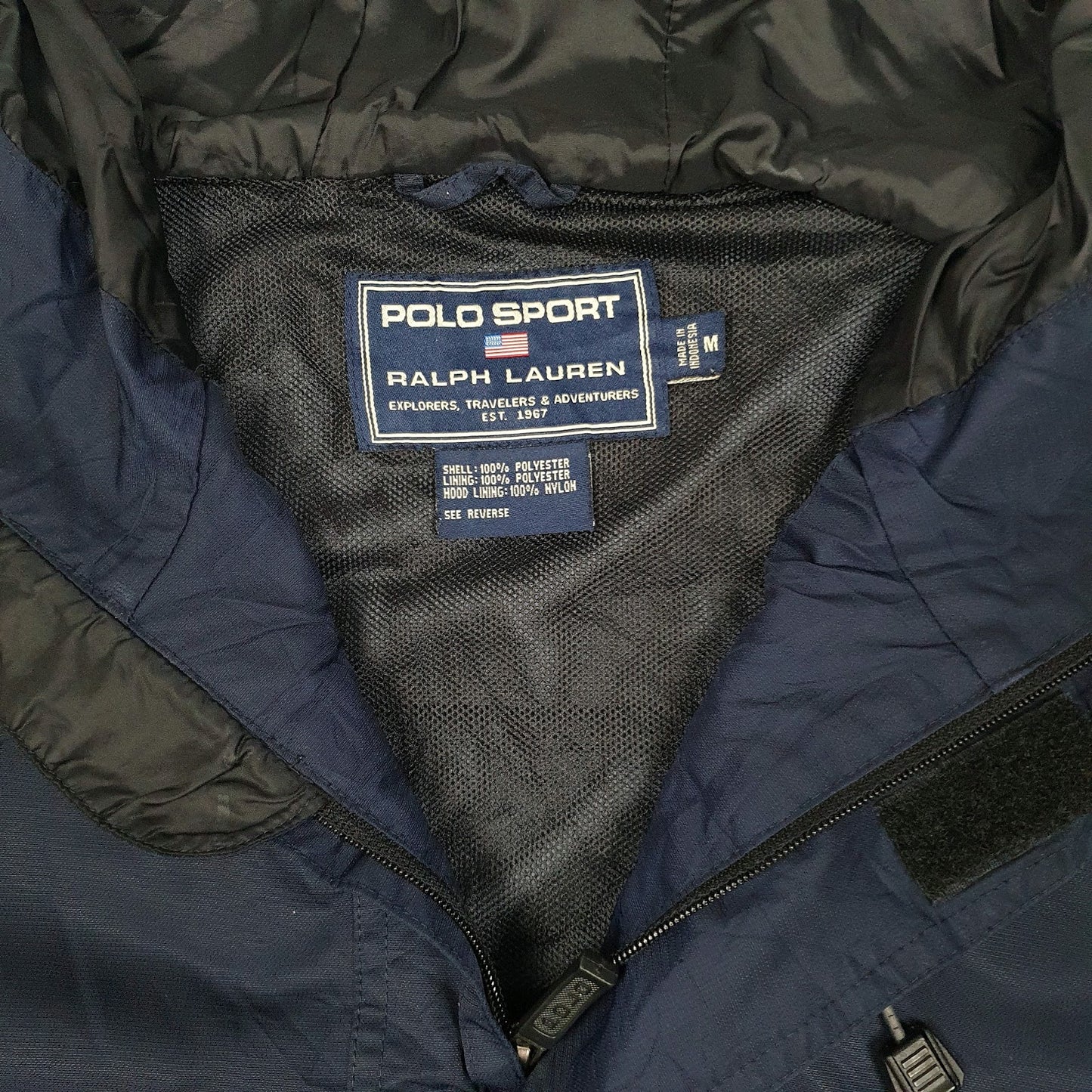 Mens Navy Ralph Lauren Polo Sport Vintage 90s Pullover Smock Full Zip Coat