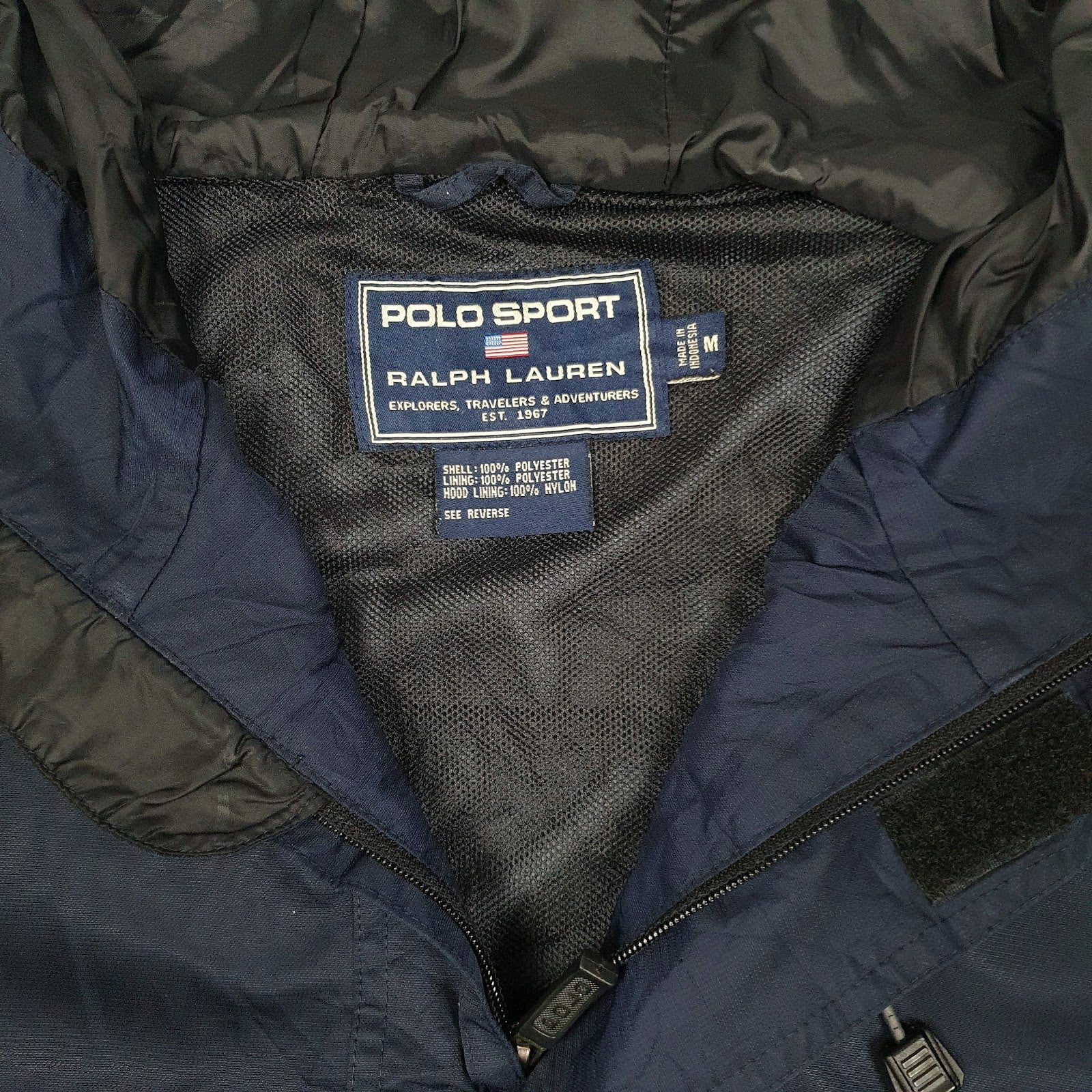 Mens Navy Ralph Lauren Polo Sport Vintage 90s Pullover Smock Full Zip Coat
