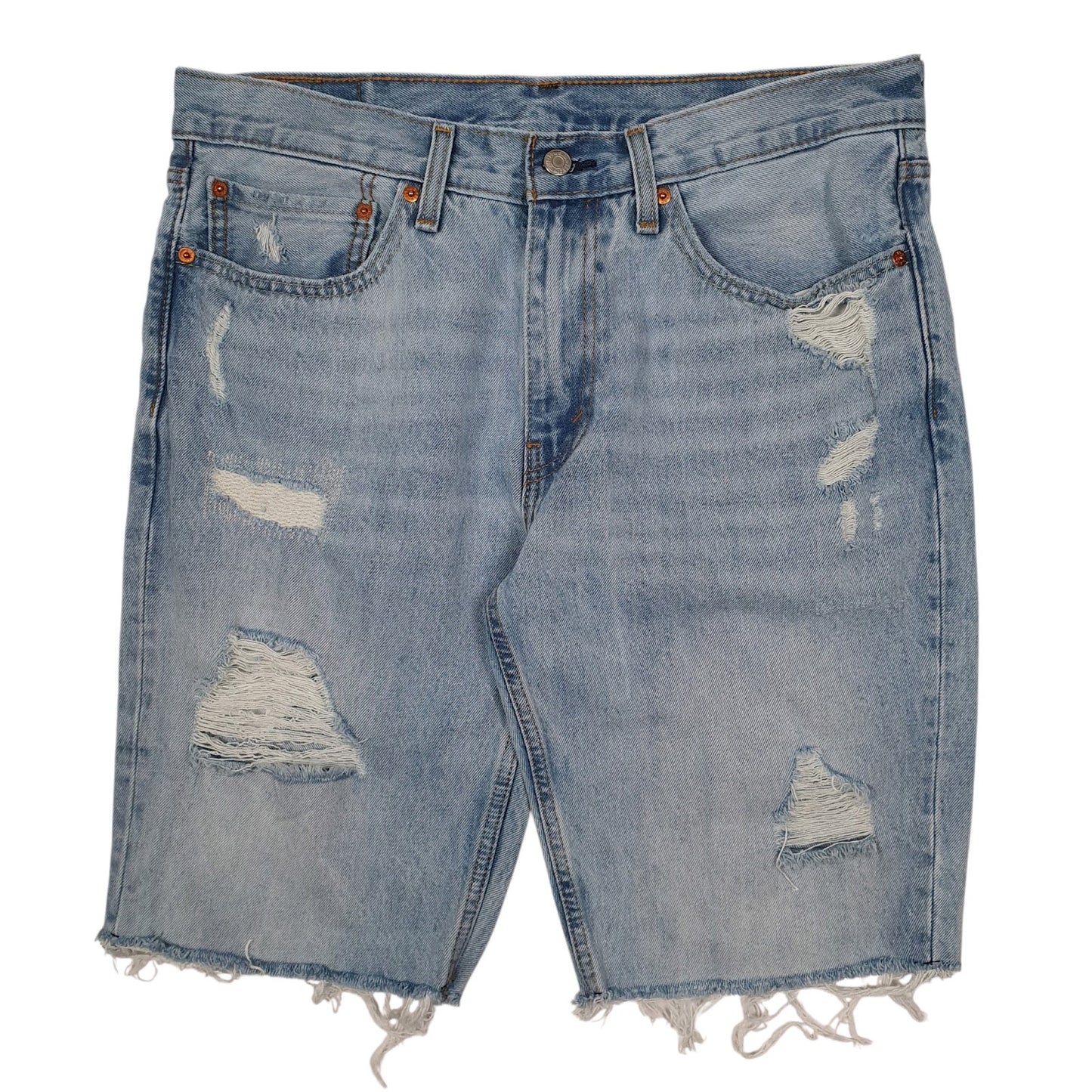 Mens Blue Levis Distressed Denim Shorts