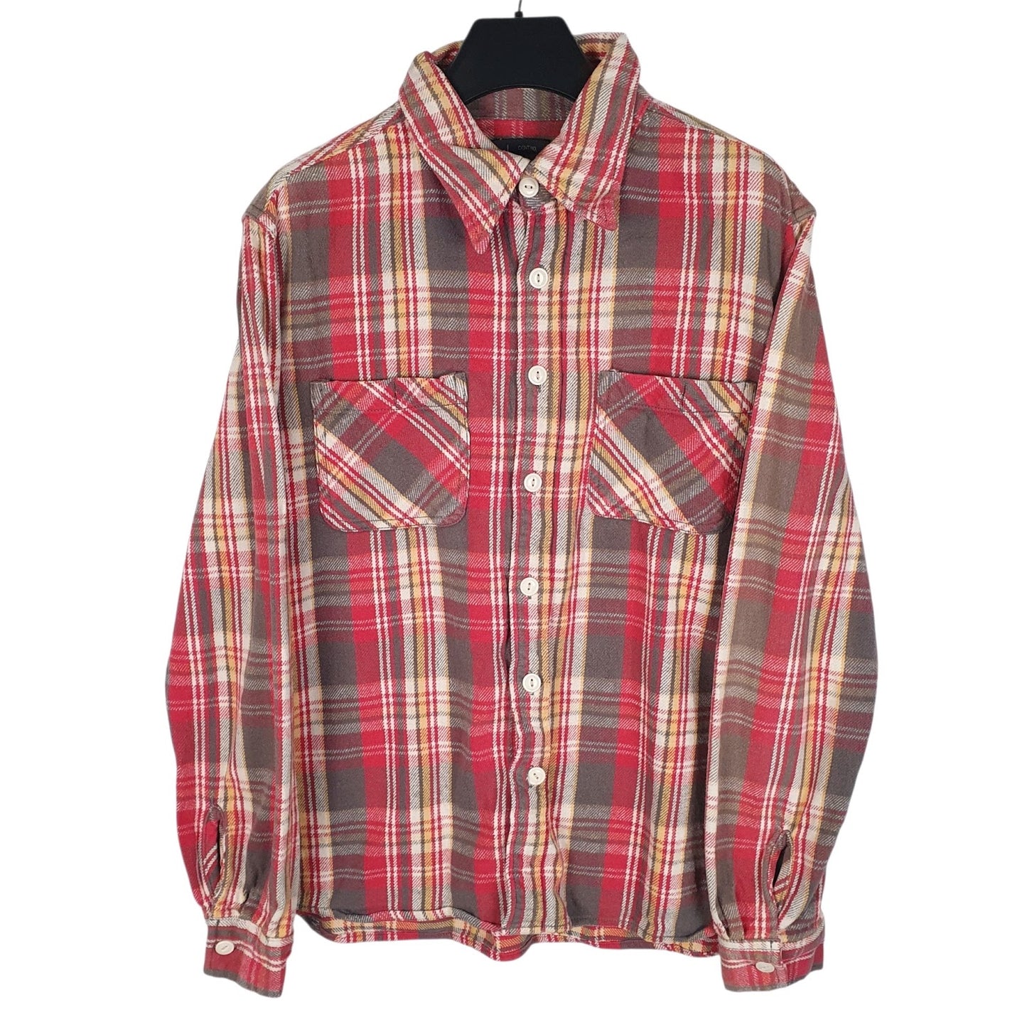 Mens Red B-S Vintage Flannel Long Sleeve Shirt