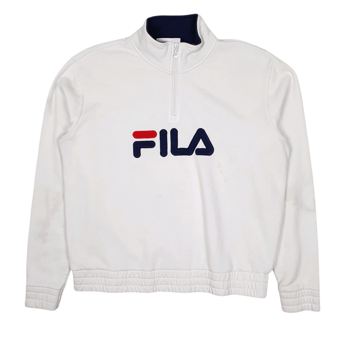 Mens White Fila  Quarter Zip Jumper
