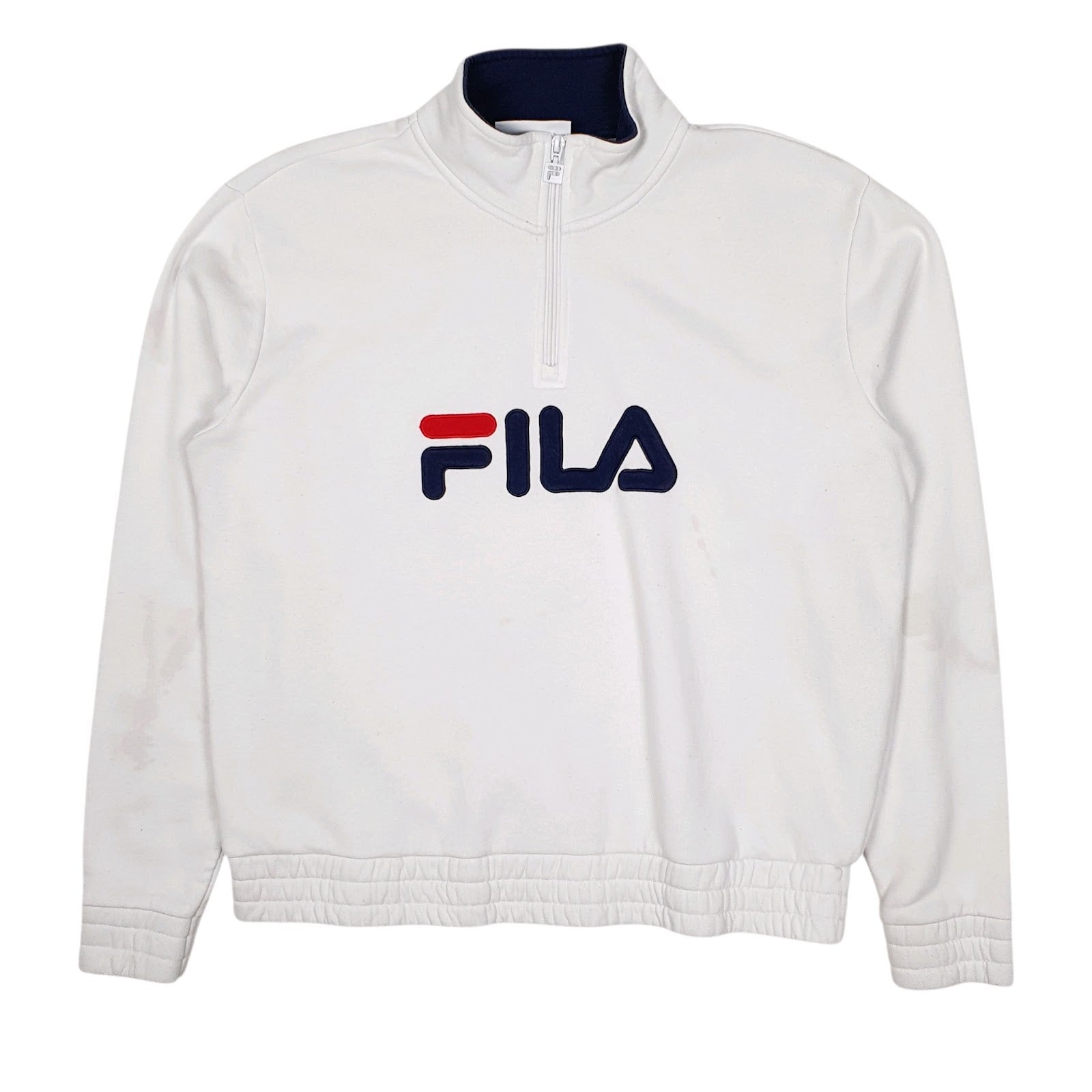 Mens White Fila  Quarter Zip Jumper