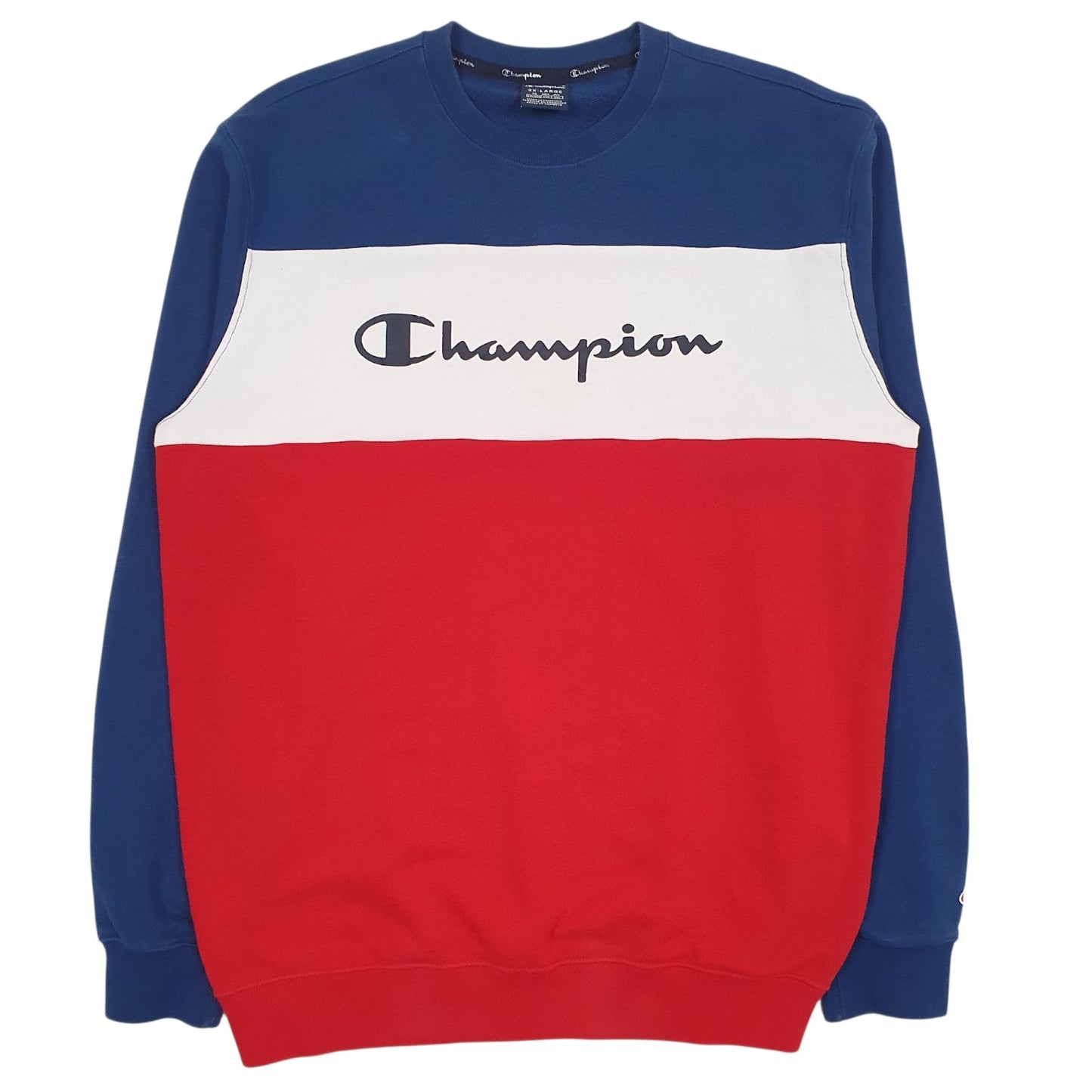 Mens Blue Champion Spellout Crewneck Jumper