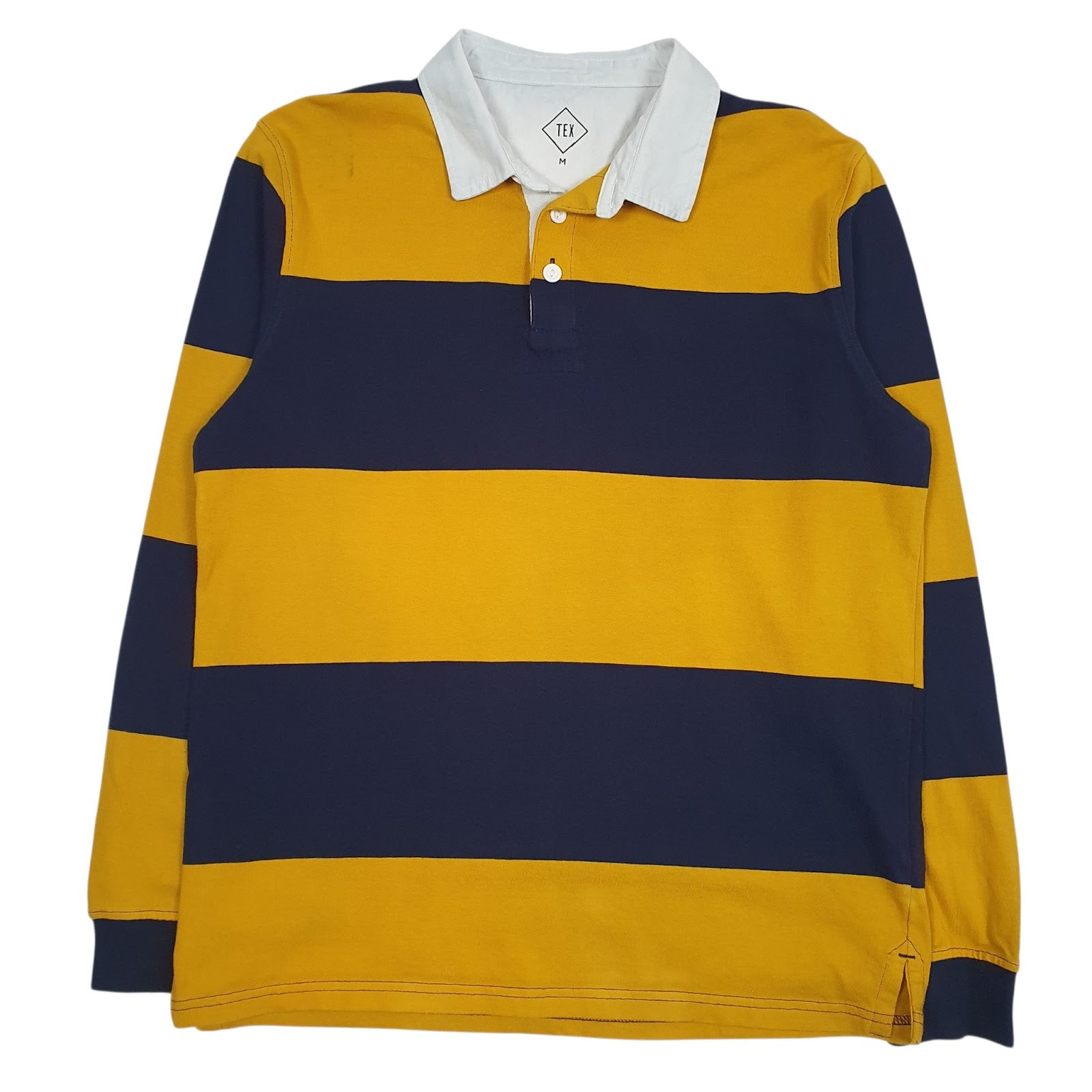Mens Yellow Tex Rugby Long Sleeve Polo Shirt