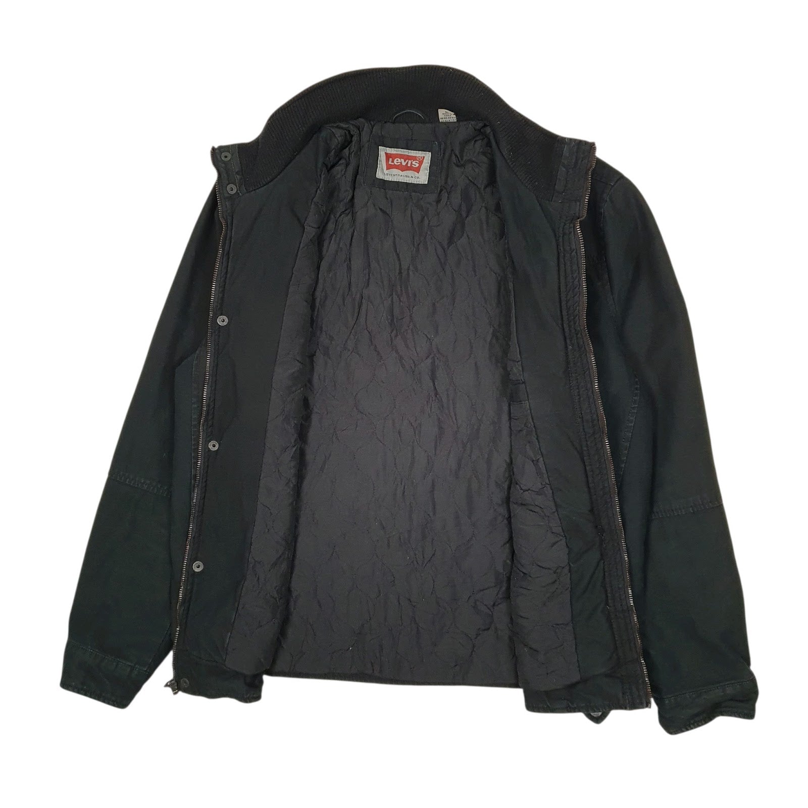 Mens Black Levis Military Bomber Chore  Coat