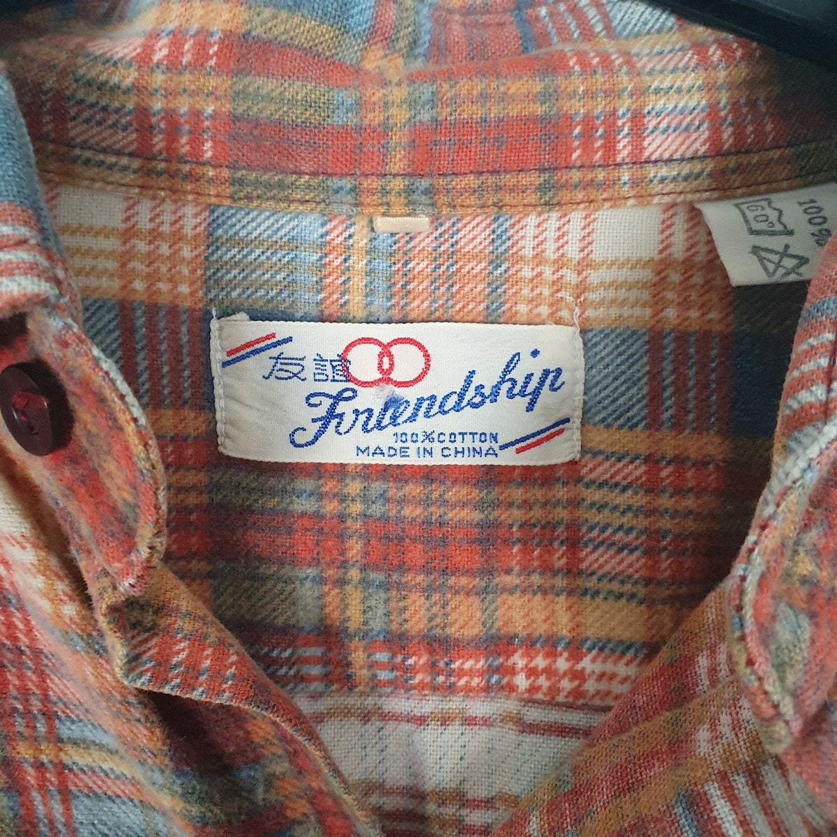 Mens Red Friendship Vintage Flannel  Shirt