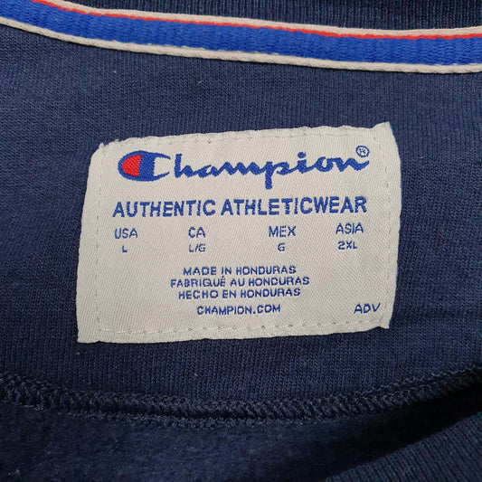 Womens Navy Champion Spellout Crewneck Jumper