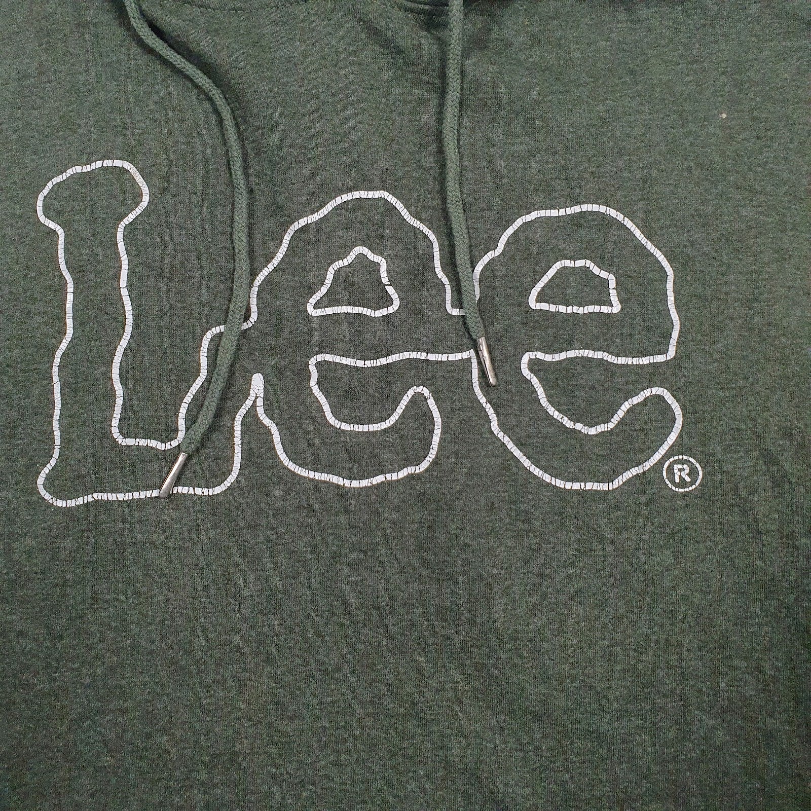 Mens Green Lee Spellout Hoodie Jumper