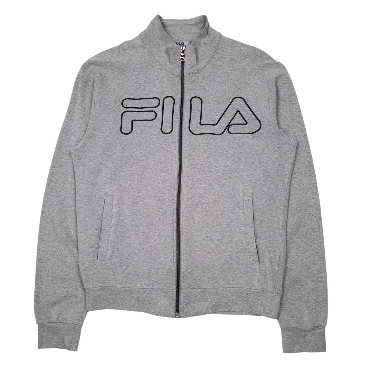 Mens Grey Fila Spellout Full Zip Jumper