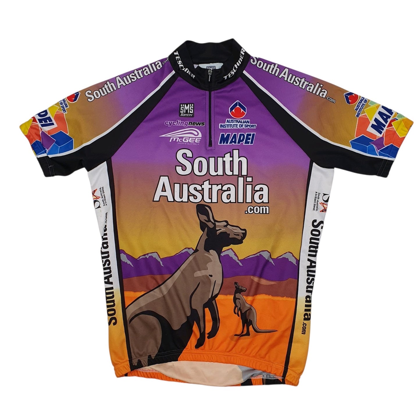 Mens Purple Santini South Australia Cycling Jersey Short Sleeve T Shirt
