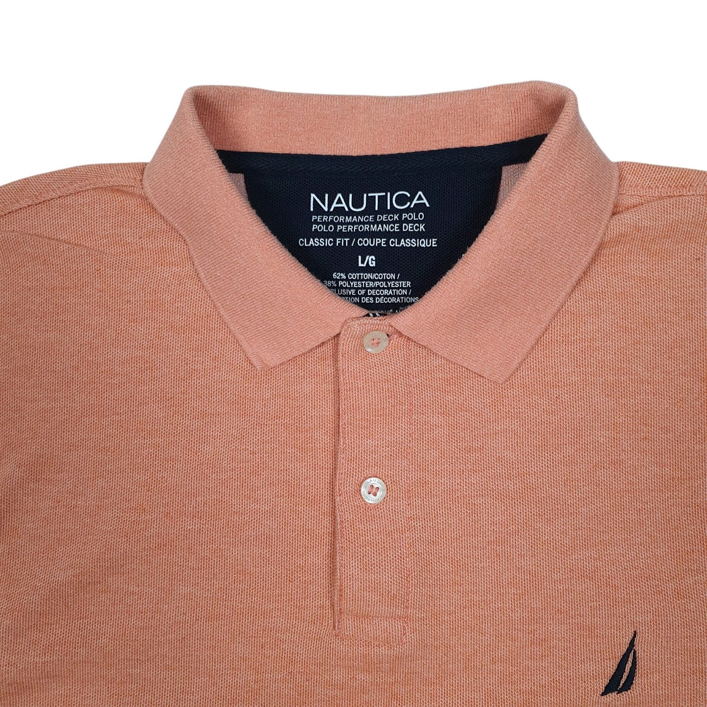 Mens Orange Nautica  Hoodie Polo Shirt