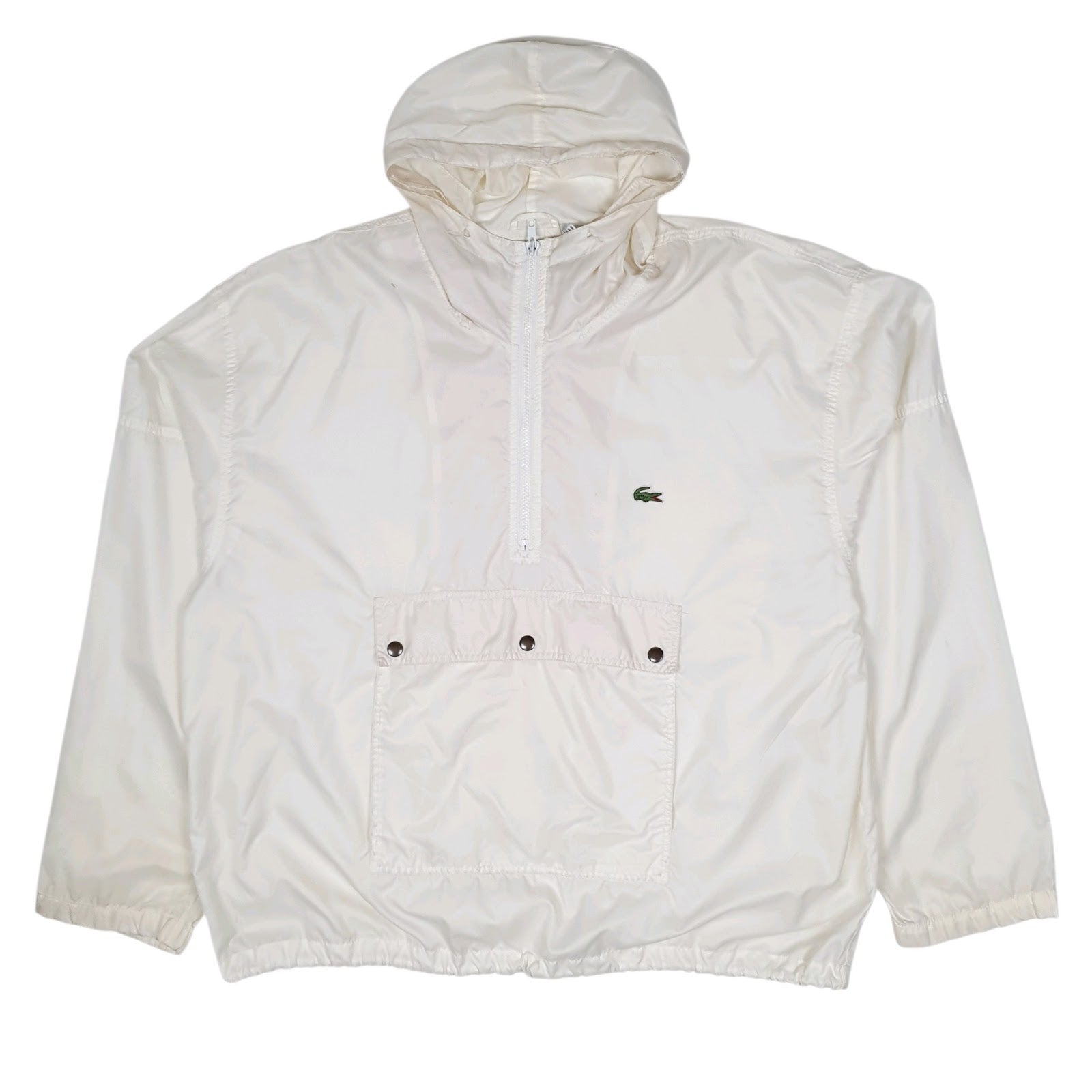 Mens Cream Lacoste Izod Vintage 90s Hoodie Coat
