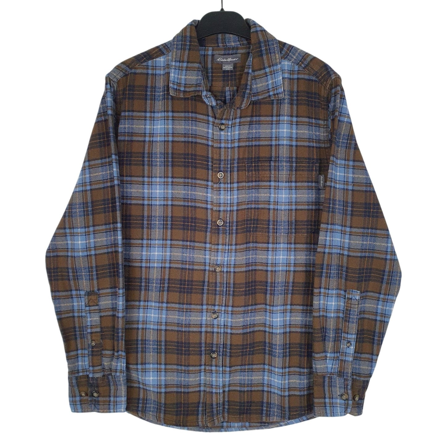 Mens Brown Eddie Bauer Flannel Long Sleeve Shirt