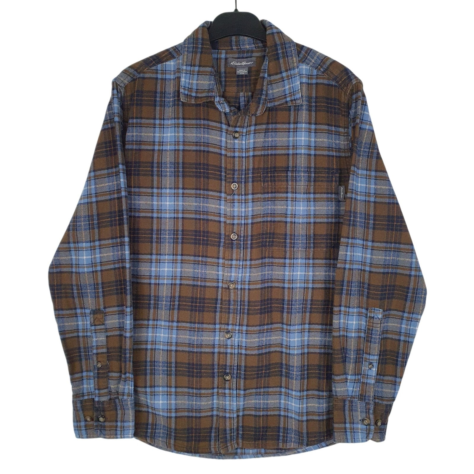 Mens Brown Eddie Bauer Flannel Long Sleeve Shirt