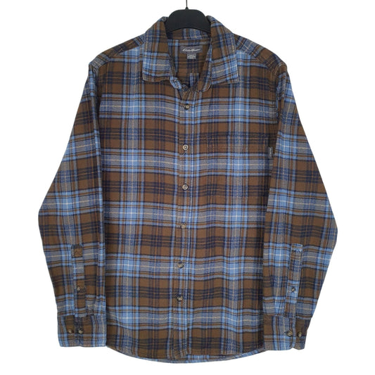 Mens Brown Eddie Bauer Flannel Long Sleeve Shirt