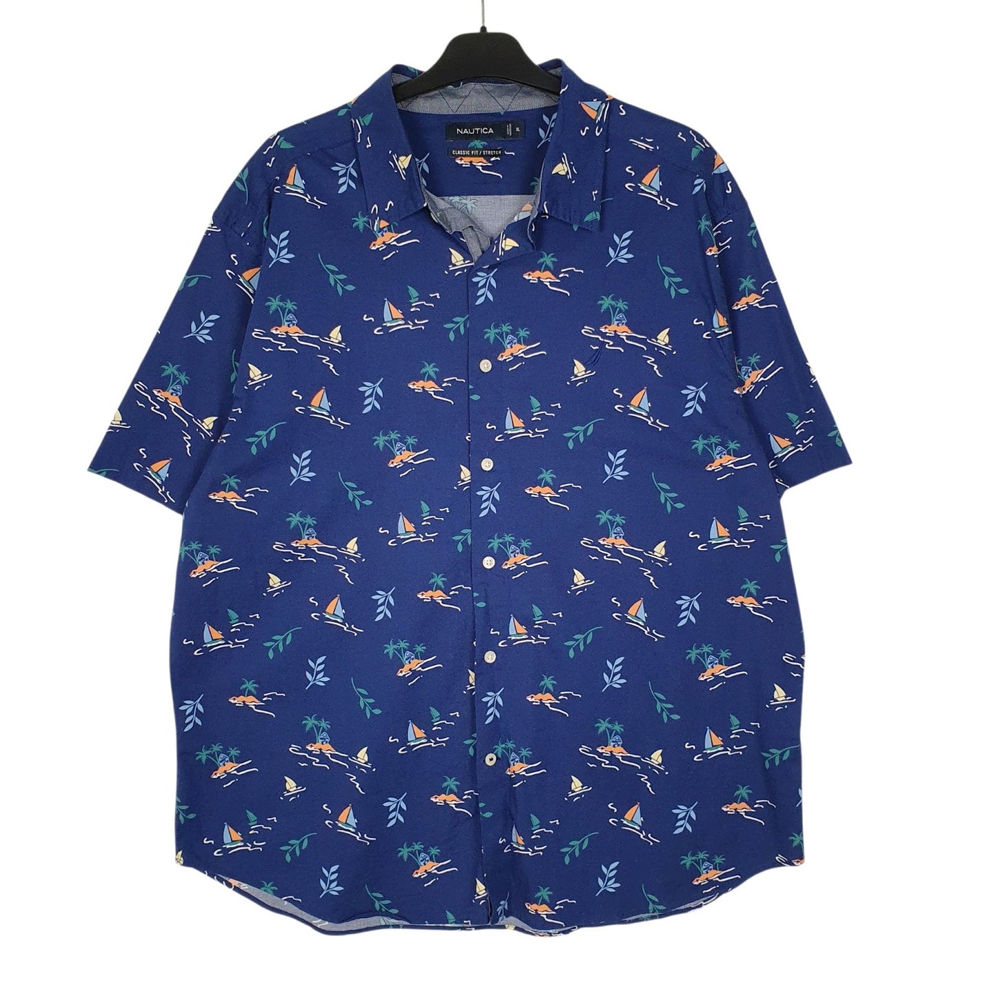 Mens Navy Nautica  Short Sleeve Shirt