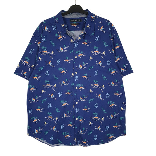 Mens Navy Nautica  Short Sleeve Shirt
