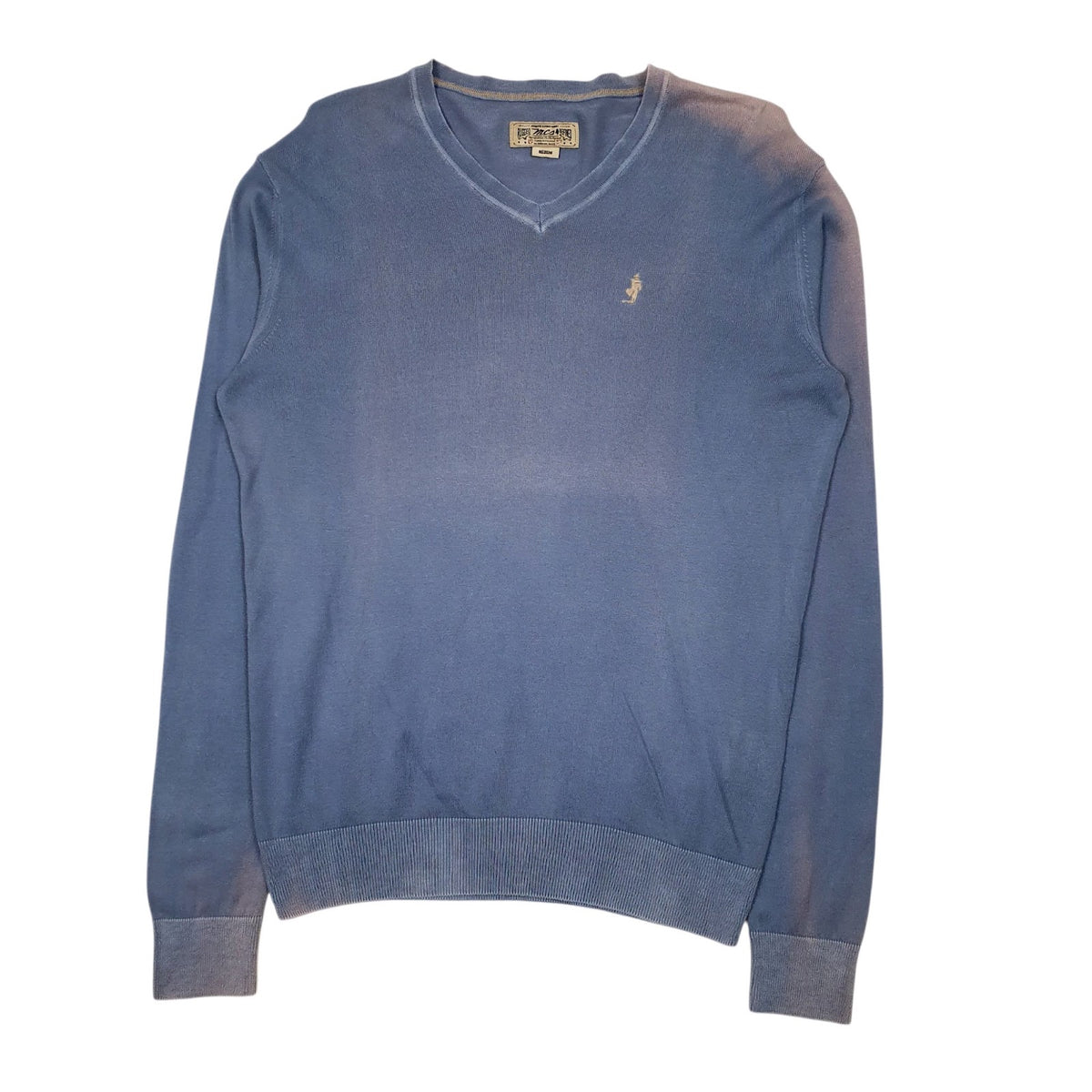Mens Blue MCS Vintage V Neck Jumper