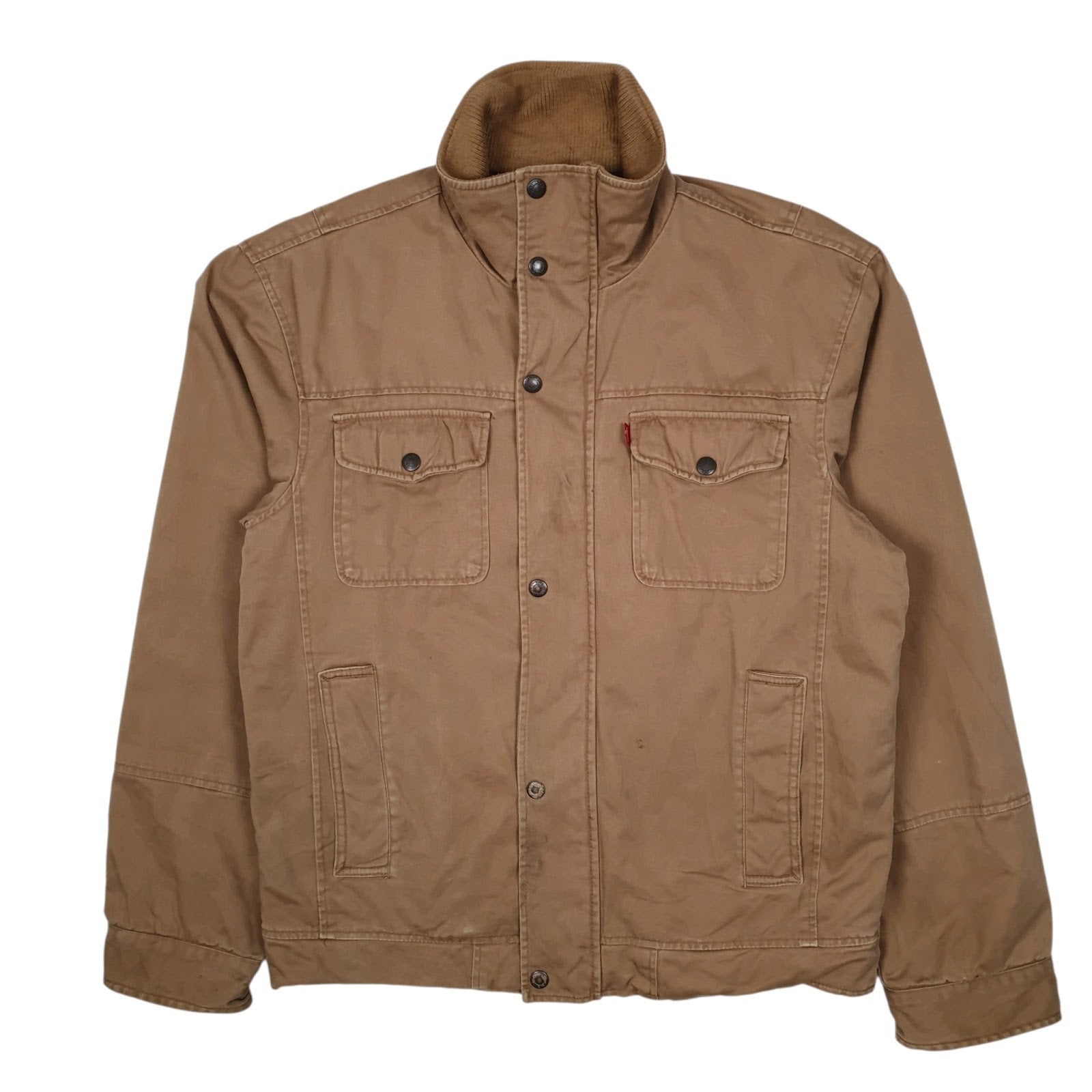 Mens Beige Levis Padded Windbreaker Hoodie Coat