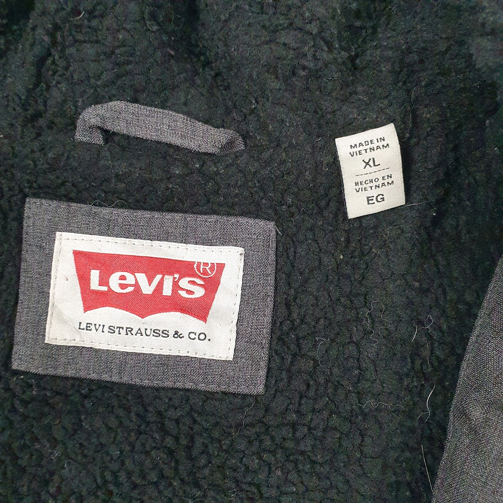 Mens Grey Levis Sherpa Lined  Coat
