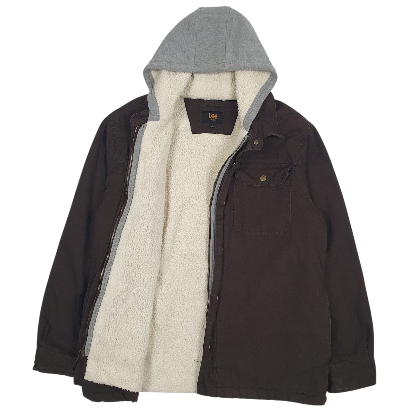 Mens Grey Lee Sherpa Lined  Coat