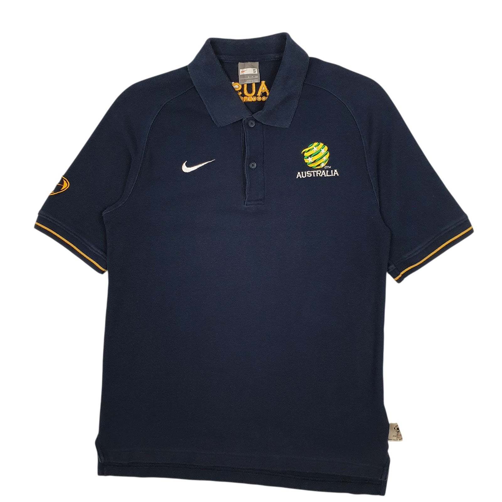 Mens Navy Nike Asian Cup 2006 Australia Football Short Sleeve Polo Shirt