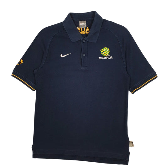 Mens Navy Nike Asian Cup 2006 Australia Football Short Sleeve Polo Shirt