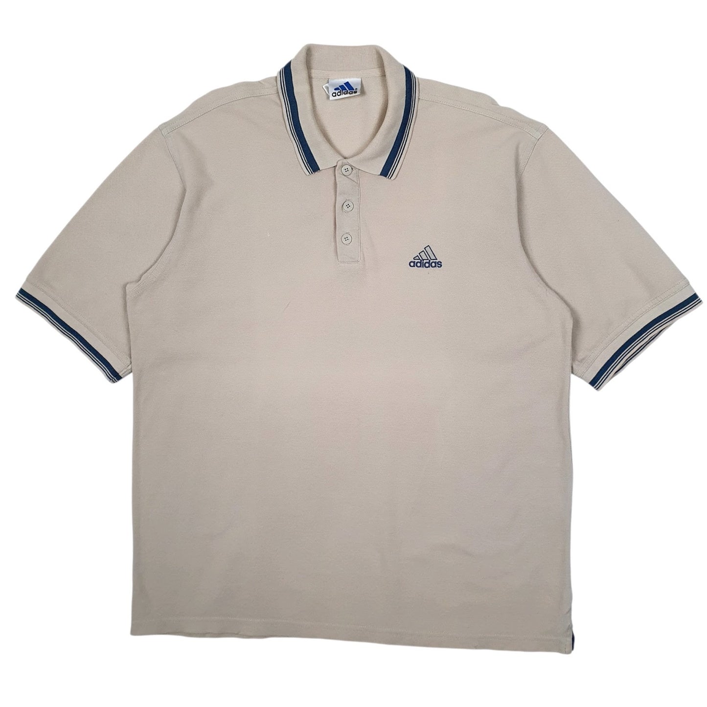 Mens Cream Adidas Vintage 90s Short Sleeve Polo Shirt