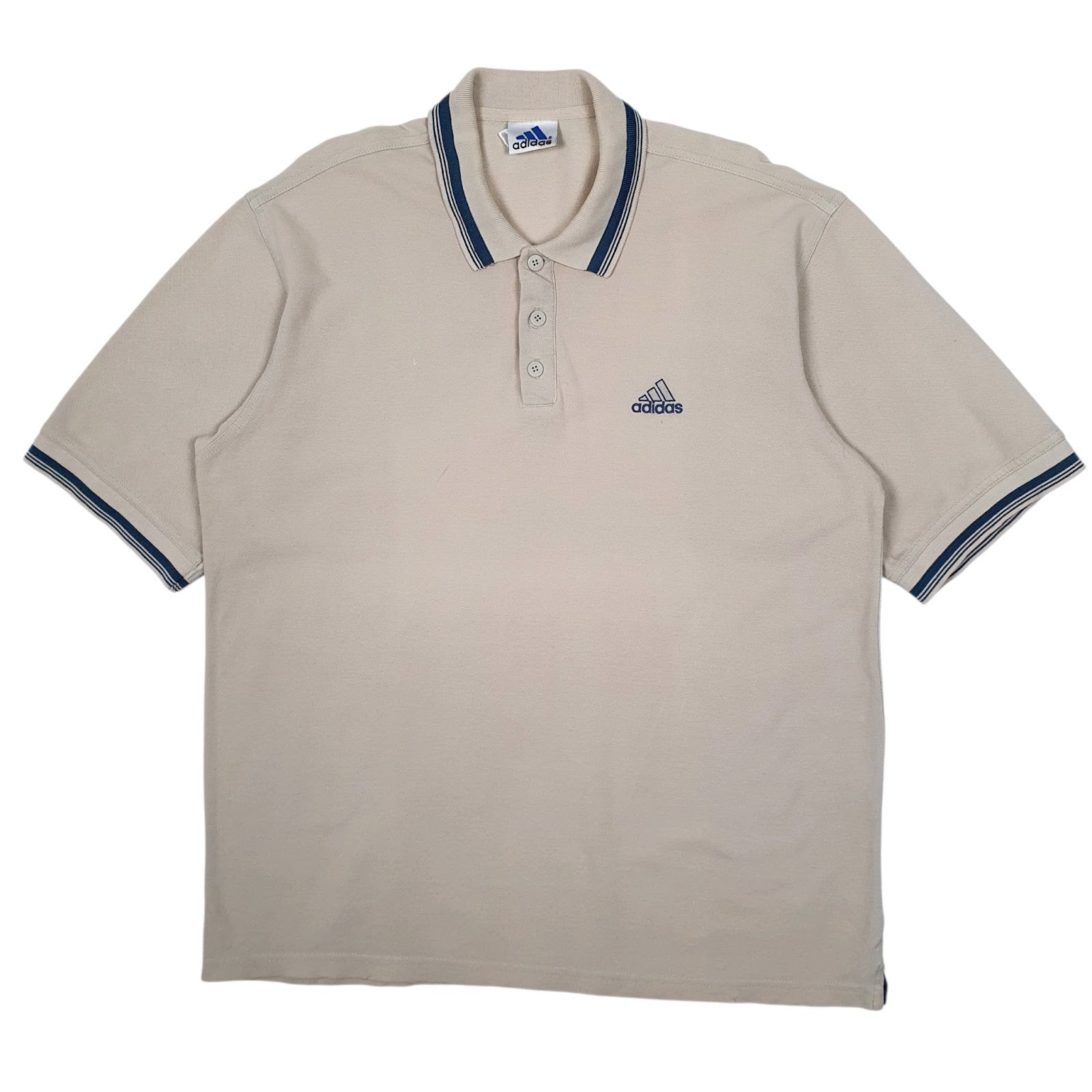Mens Cream Adidas Vintage 90s Short Sleeve Polo Shirt