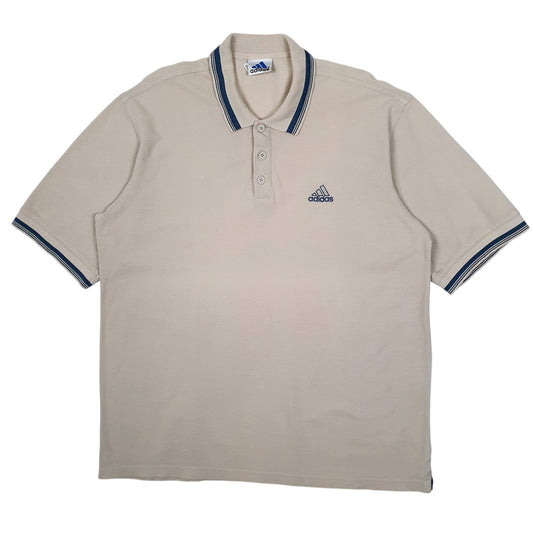 Mens Cream Adidas Vintage 90s Short Sleeve Polo Shirt