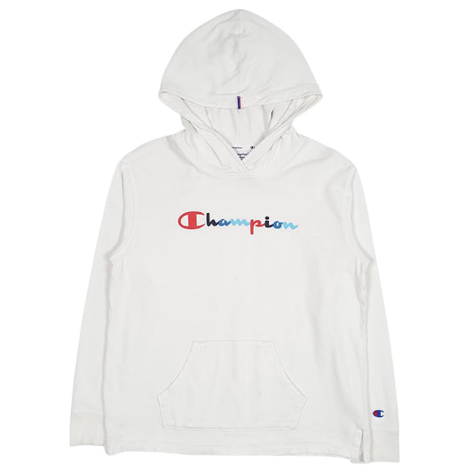 Mens White Champion Spellout Lightweight Hoodie Jumper