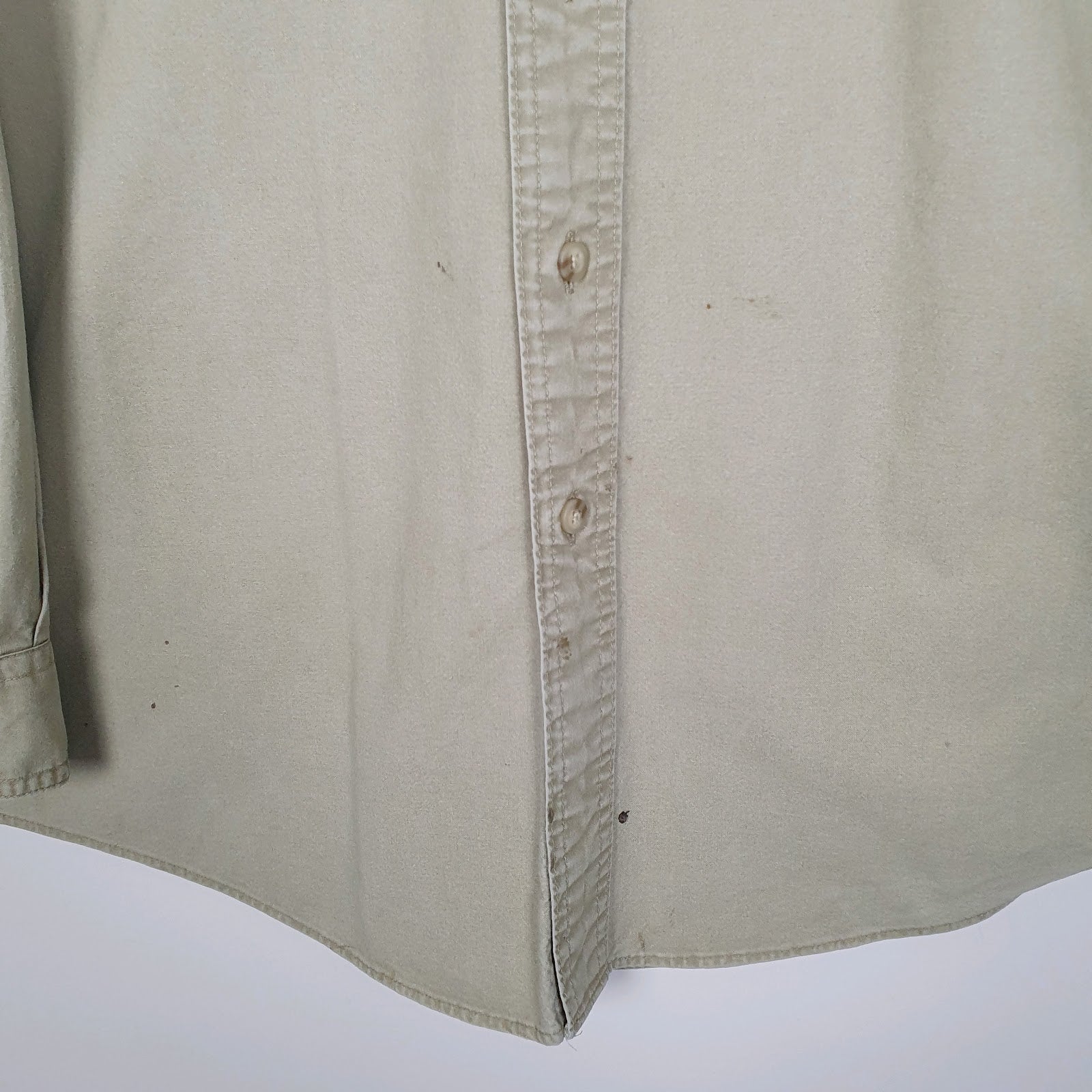 Mens Beige L.L.Bean Sunwashed Canvas Tall  Shirt