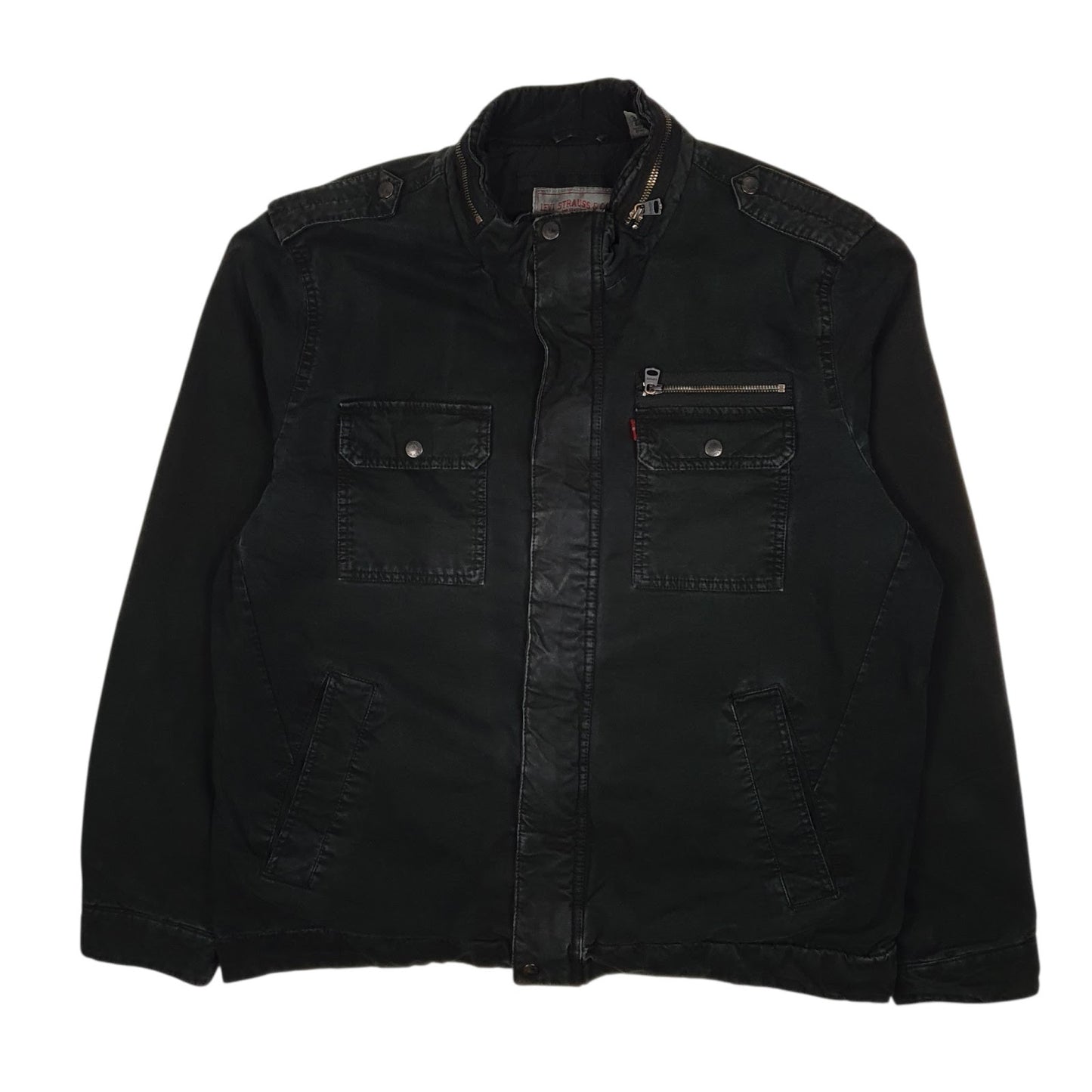 Mens Black Levis Bomber Military  Coat